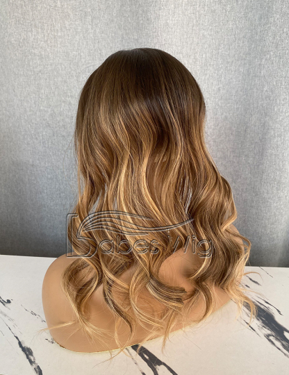 5*6 Human Hair Topper Balayage Wavy Hair Topper Silk Top Hair Piece for Women with Hair Loss