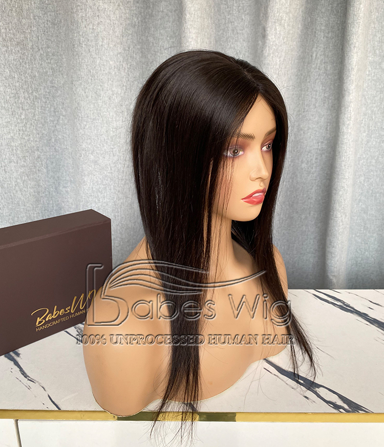 Hand-tied Mono Base Topper 5*5 Natural Black Straight 