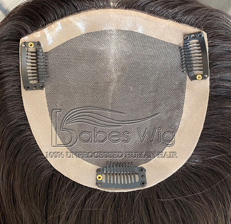 Hand-tied Mono Base Topper 5*5 Natural Black Straight 