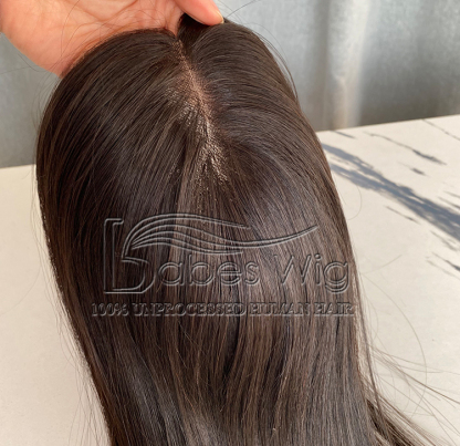 Hand-tied Mono Base Topper 5*5 Natural Black Straight 