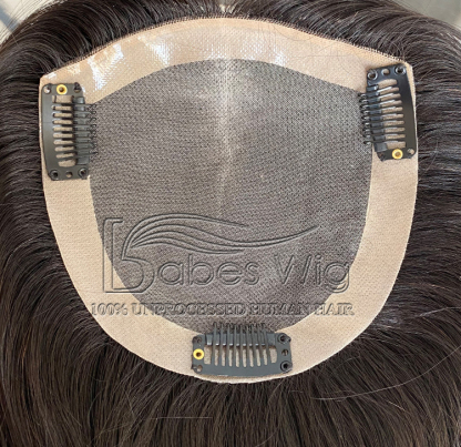 Hand-tied Mono Base Topper 5*5 Natural Black Straight 