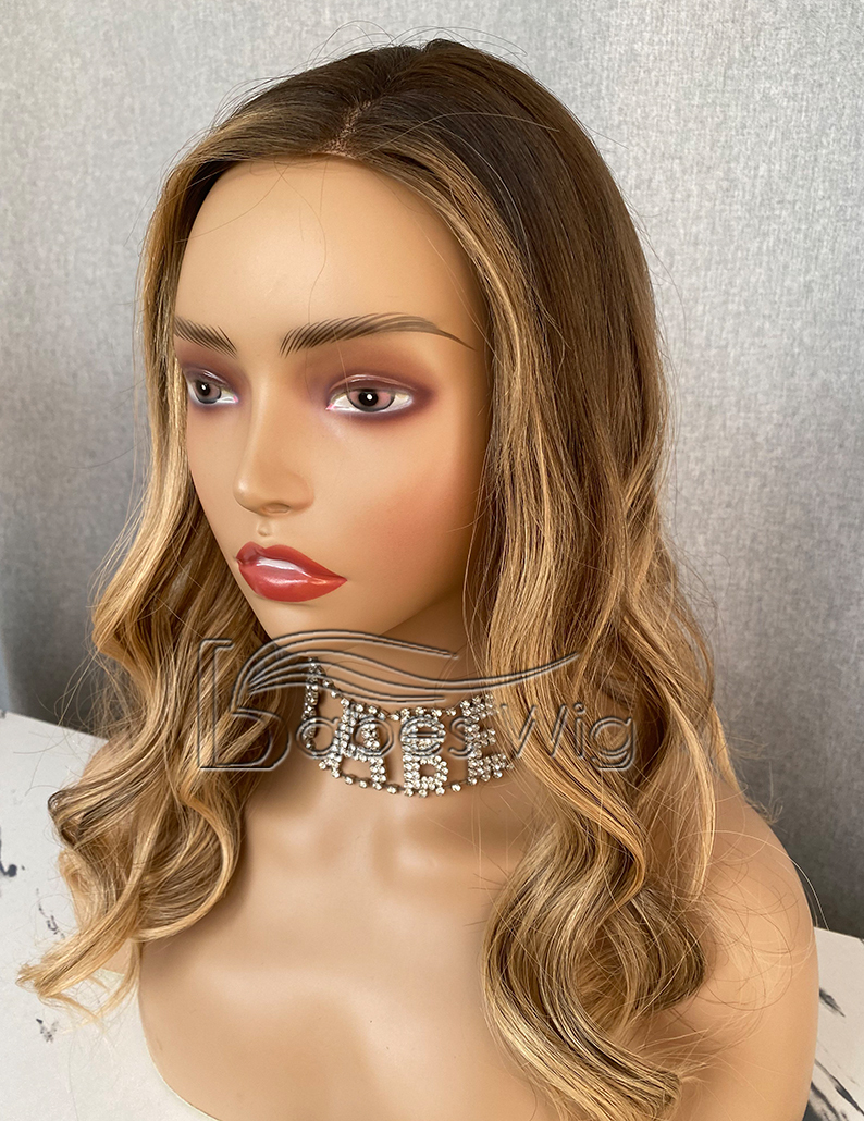 5*6 Human Hair Topper Balayage Wavy Hair Topper Silk Top Hair Piece for Women with Hair Loss