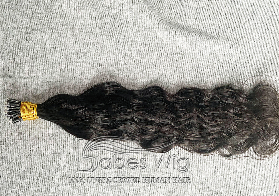 Human Hair  Nano ring hair extensions 1 gram per strand Brazilian Curly human hair nano ring Microbead Hair extensions-BabesWIG