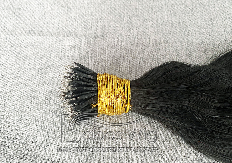 Straight Human Hair  Nano ring hair extensions 1 gram per strand Brazilian human hair nano ring Microbead Hair extensions-BabesWIG
