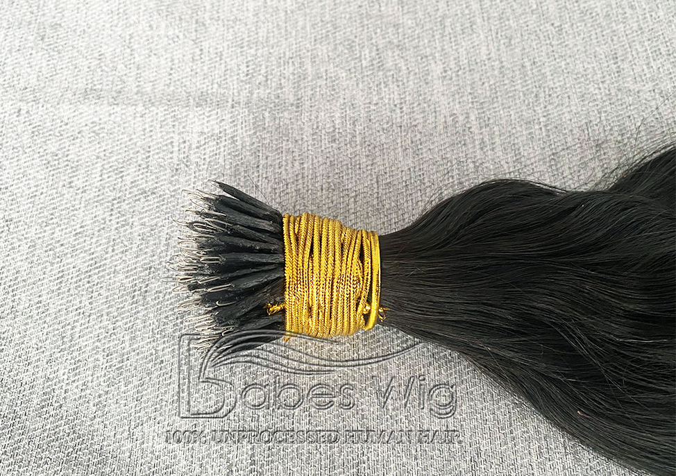 Straight Human Hair  Nano ring hair extensions 1 gram per strand Brazilian human hair nano ring Microbead Hair extensions-BabesWIG