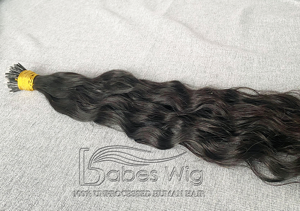 Human Hair  Nano ring hair extensions 1 gram per strand Brazilian Curly human hair nano ring Microbead Hair extensions-BabesWIG