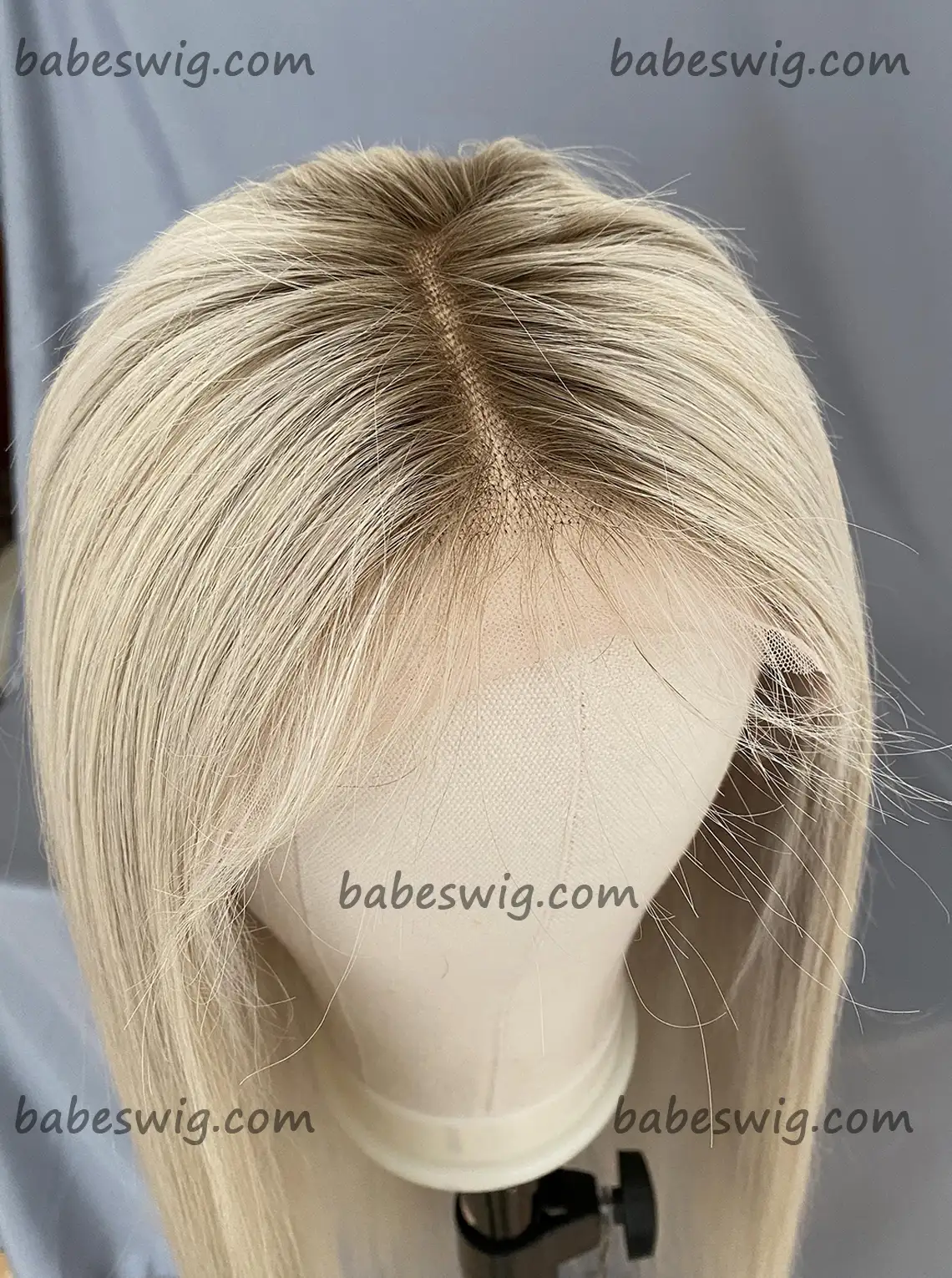 platinum blonde wig with dark roots Glueless Human Hair Lace Front Wigs-BabesWIG