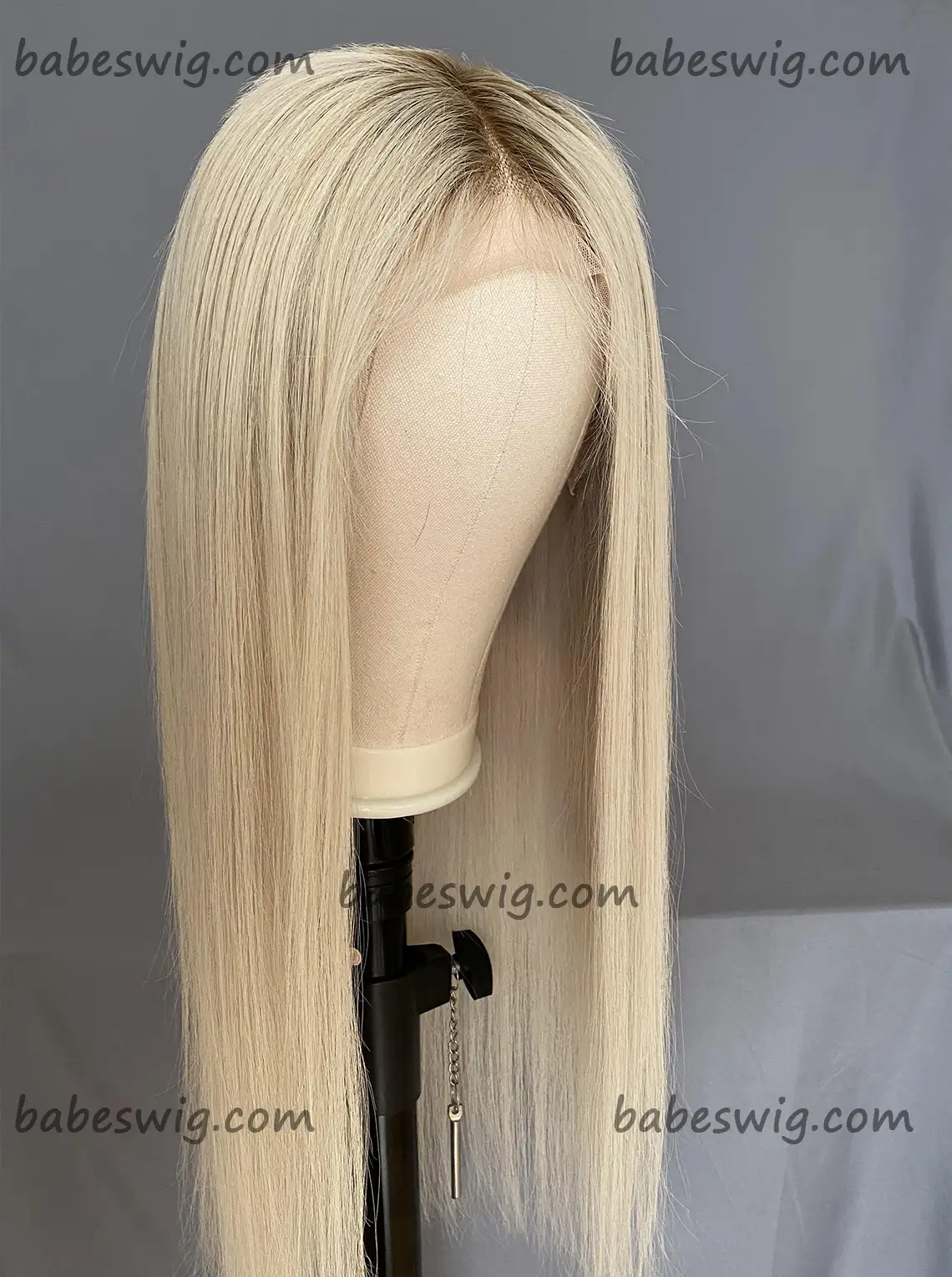platinum blonde wig with dark roots Glueless Human Hair Lace Front Wigs-BabesWIG