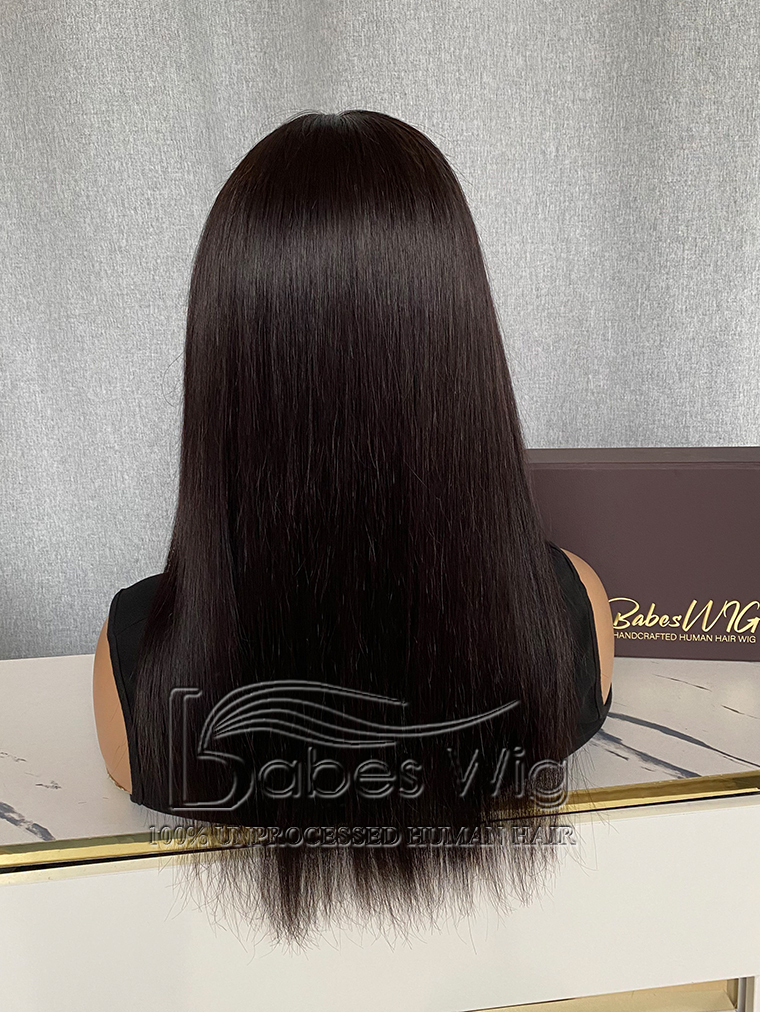 Dark Brown Silky Straight 100% Human Hair Full Elastic Cap Featuring a Silk Top for a Natural Look