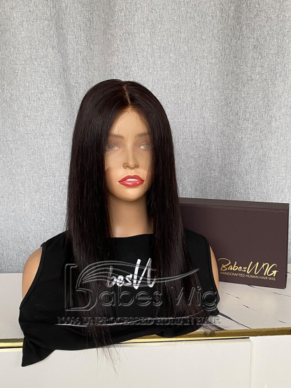 Dark Brown Silky Straight 100% Human Hair Full Elastic Cap Featuring a Silk Top for a Natural Look