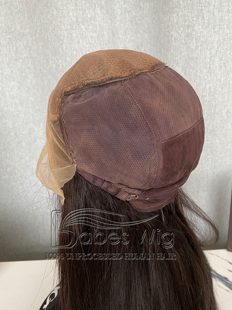 Dark Brown Silky Straight 100% Human Hair Full Elastic Cap Featuring a Silk Top for a Natural Look