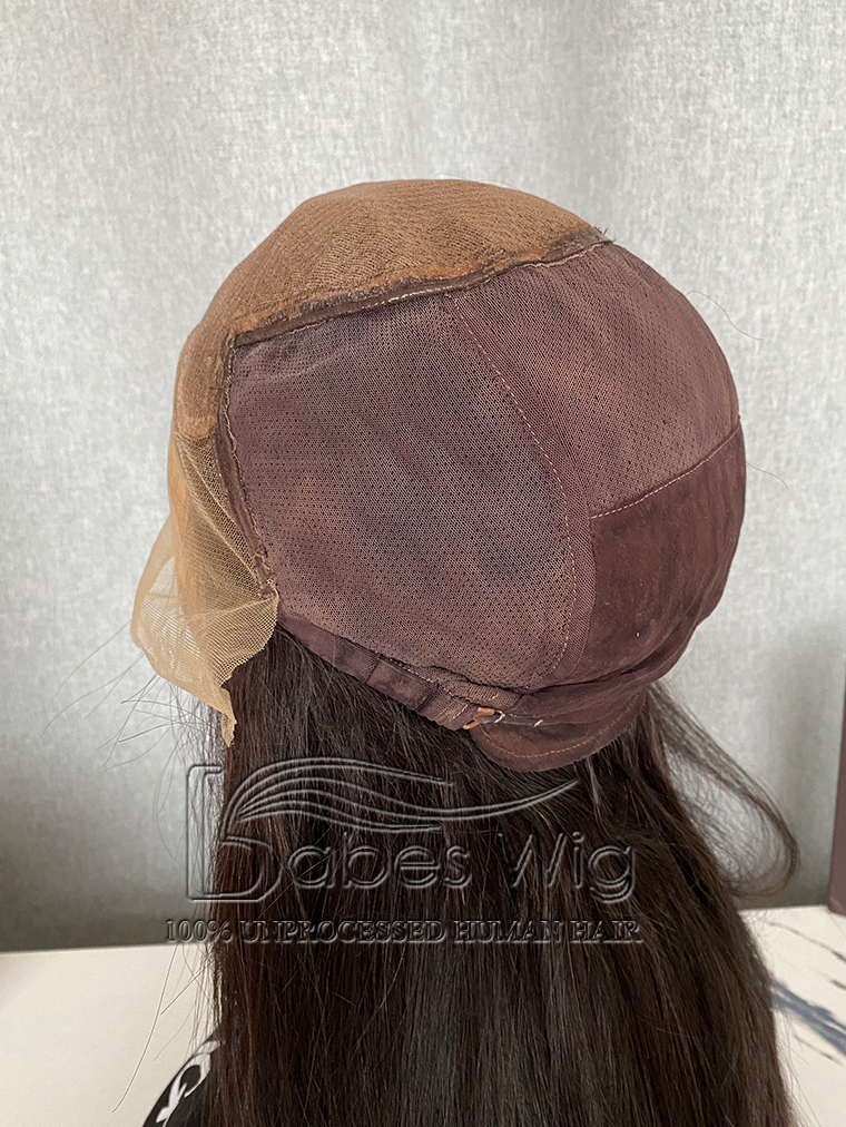 Dark Brown Silky Straight 100% Human Hair Full Elastic Cap Featuring a Silk Top for a Natural Look