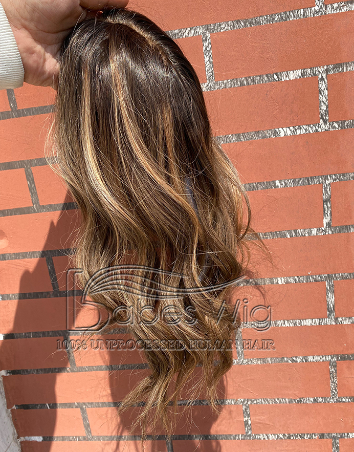 Balayage 5*6 Silk Topper Human Hair Topper for Women Crown Hair Toupee Hairpiece