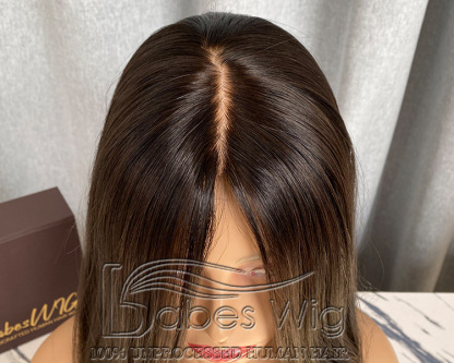9x9 Cap Brunette Brown Straight Best Remy Human Hair Silk Top Topper for Women