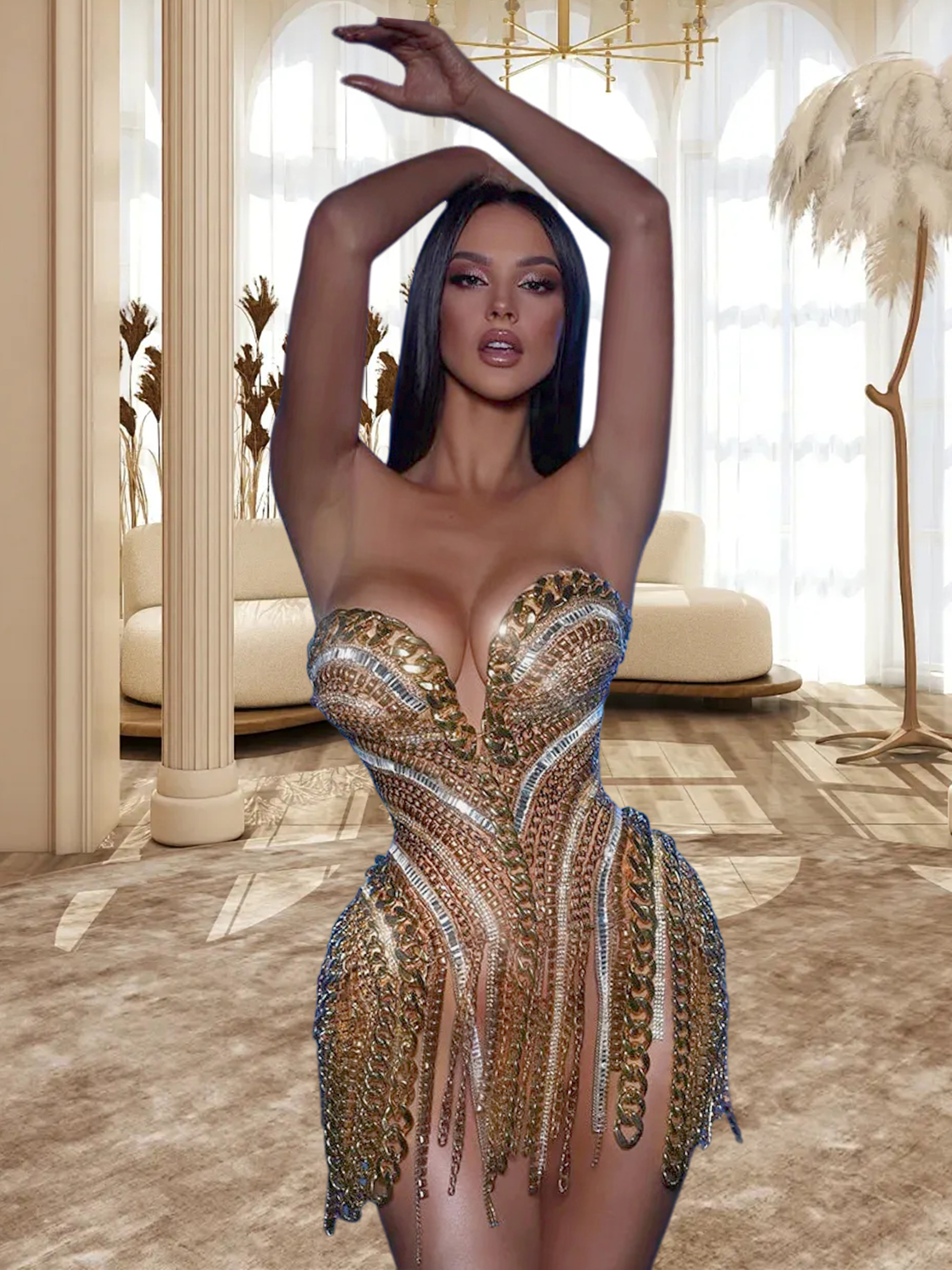 Skin Color Bodycon Dress HB01222