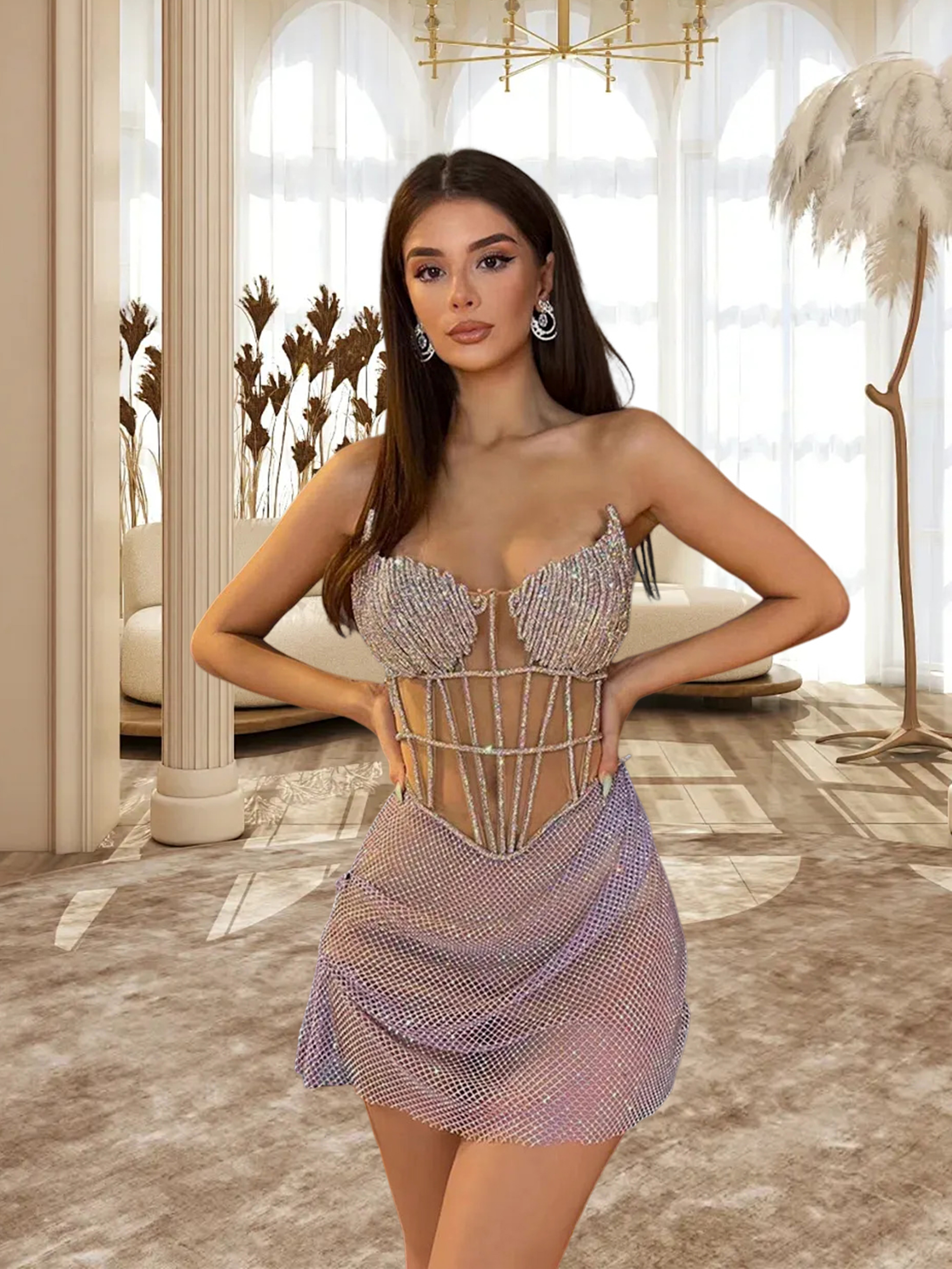 Light Pink Bodycon Dress HT3039