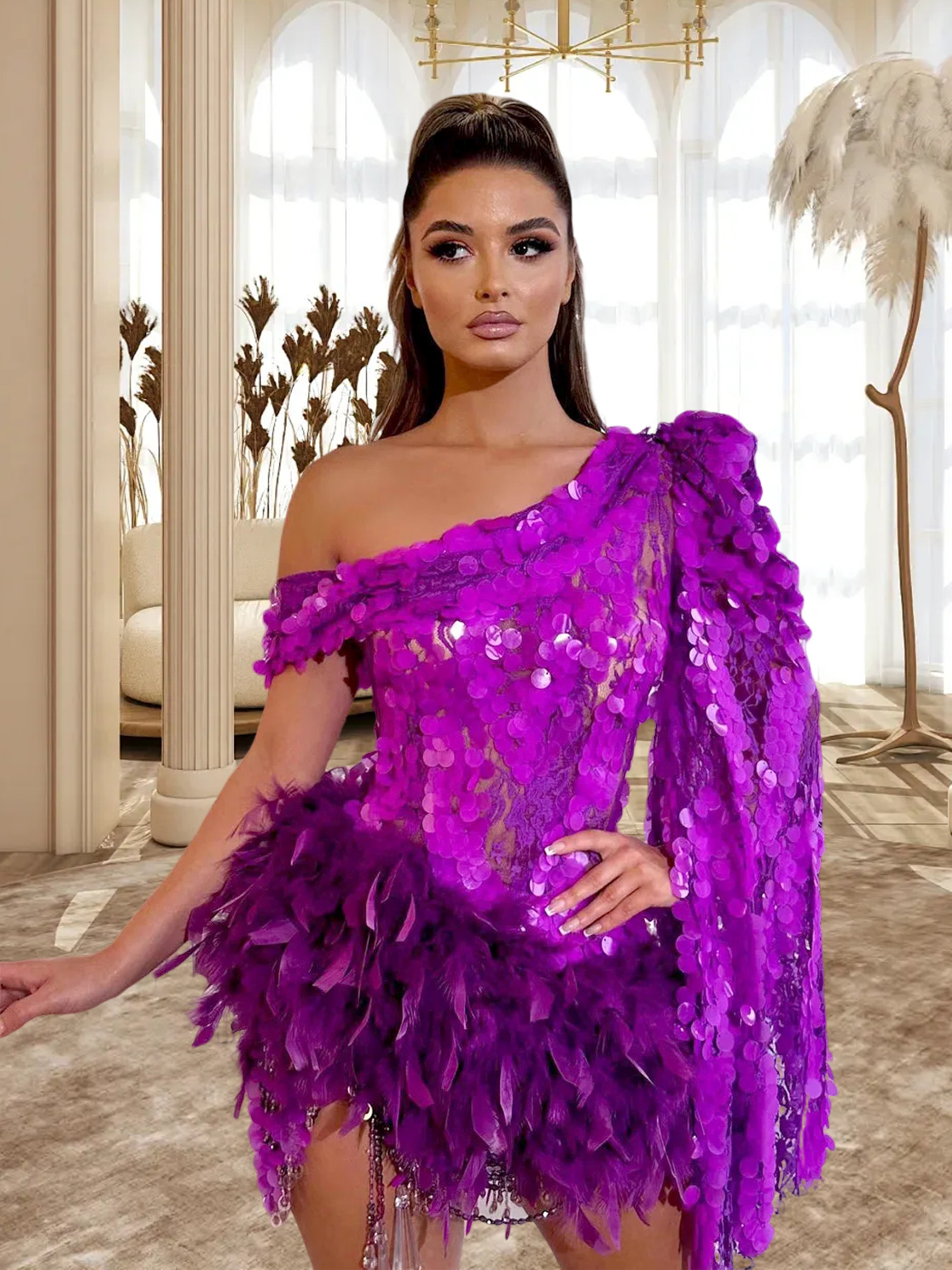 Purple Bodycon Dress HT862