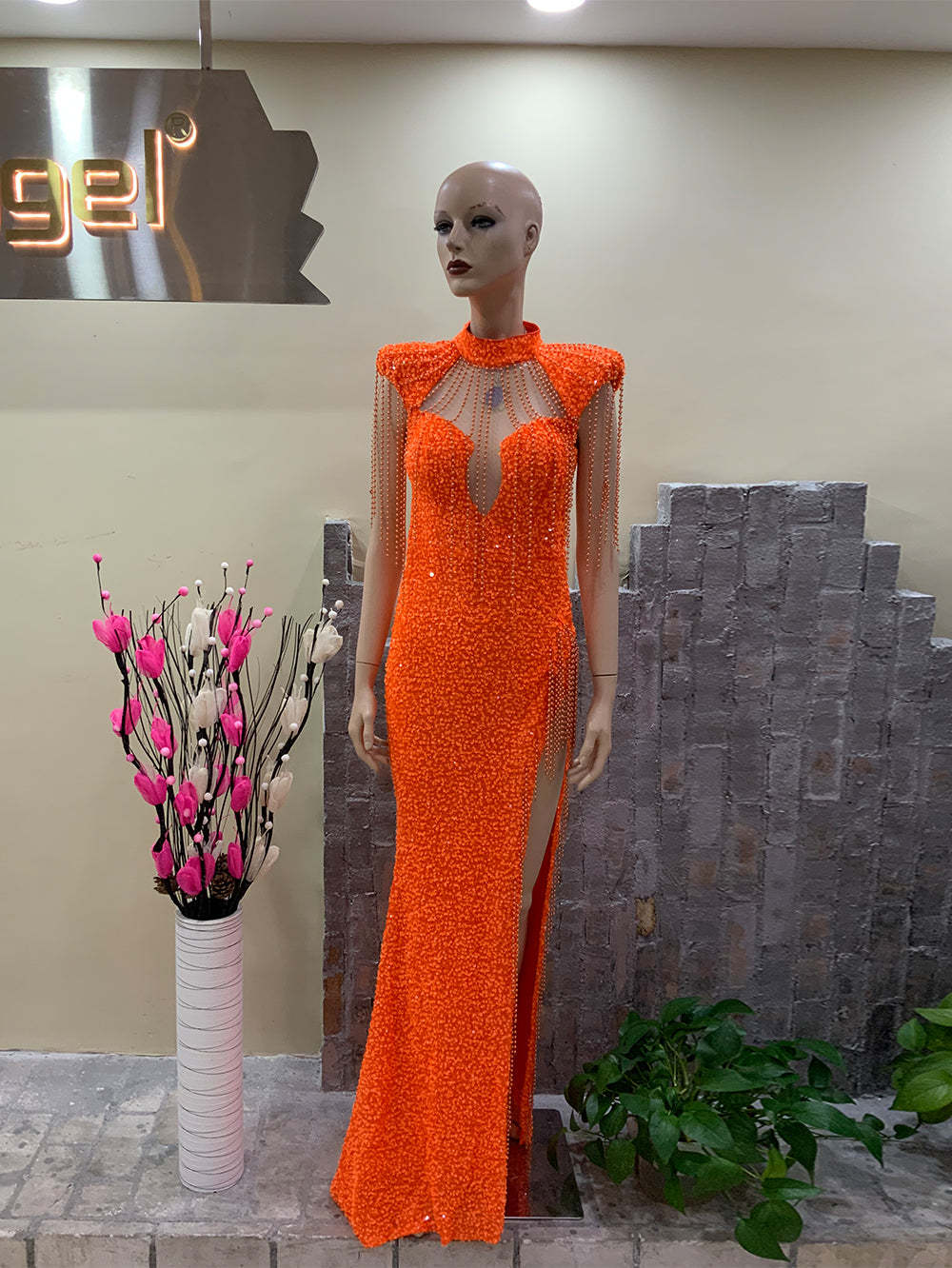 Orange Bodycon Dress HT867