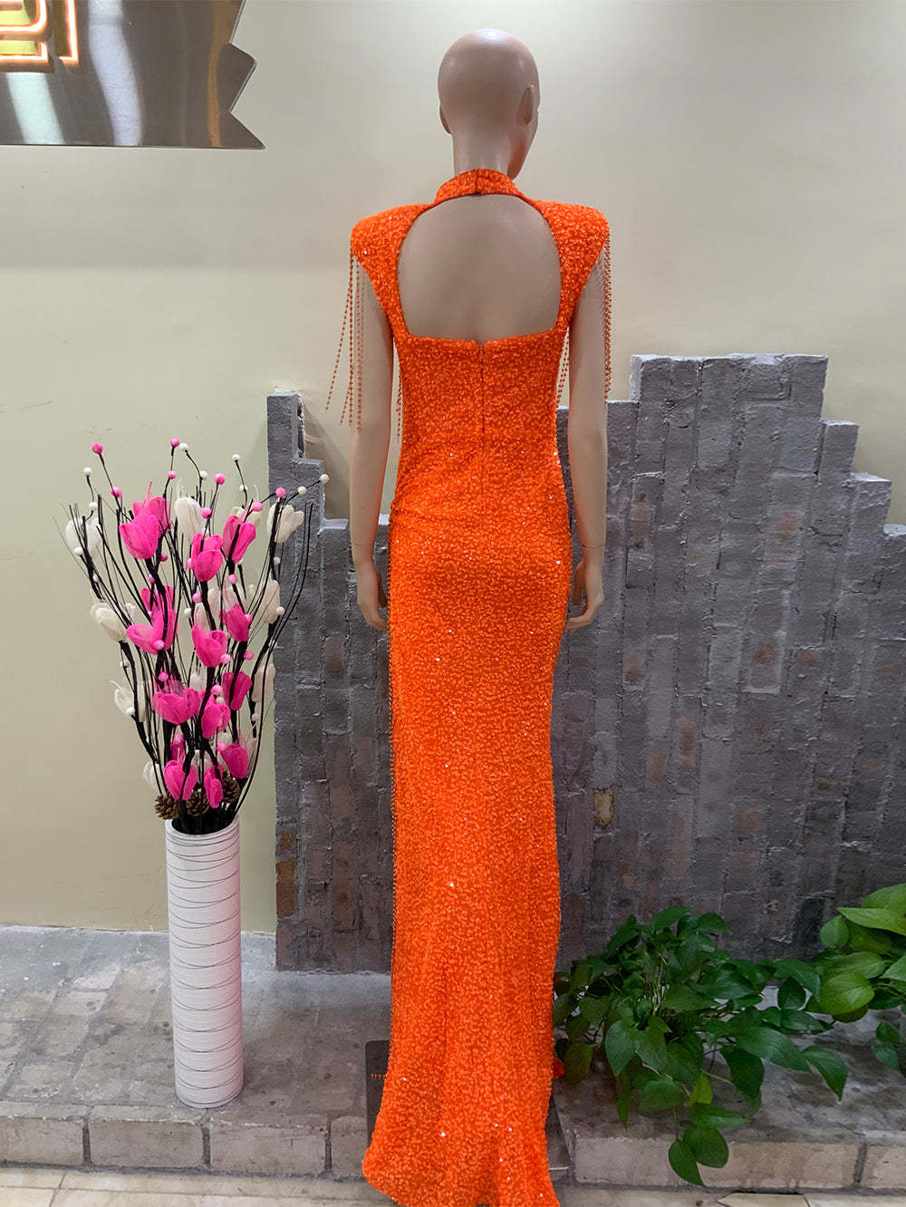Orange Bodycon Dress HT867