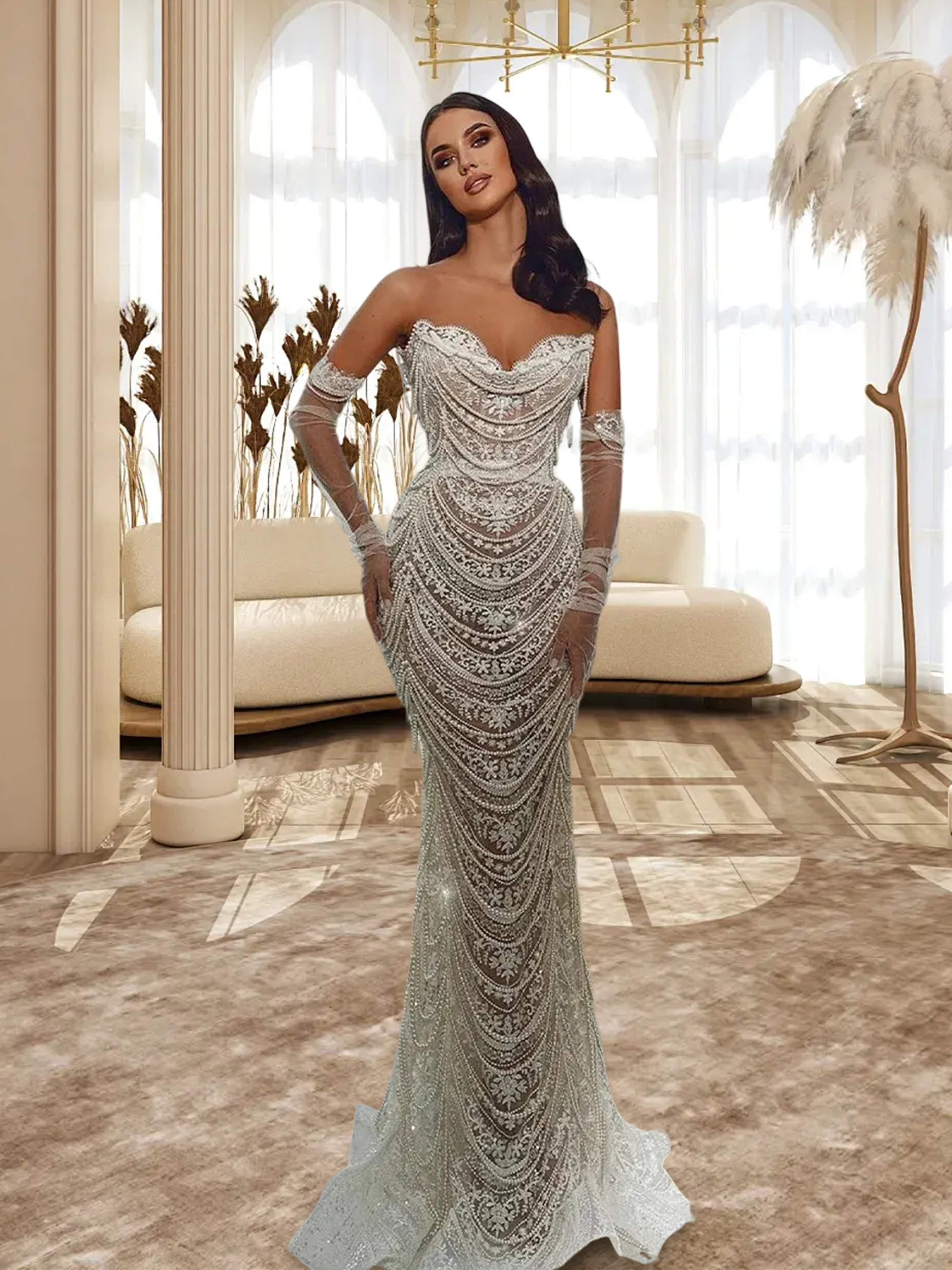 Apricot White Bodycon Dress HT962