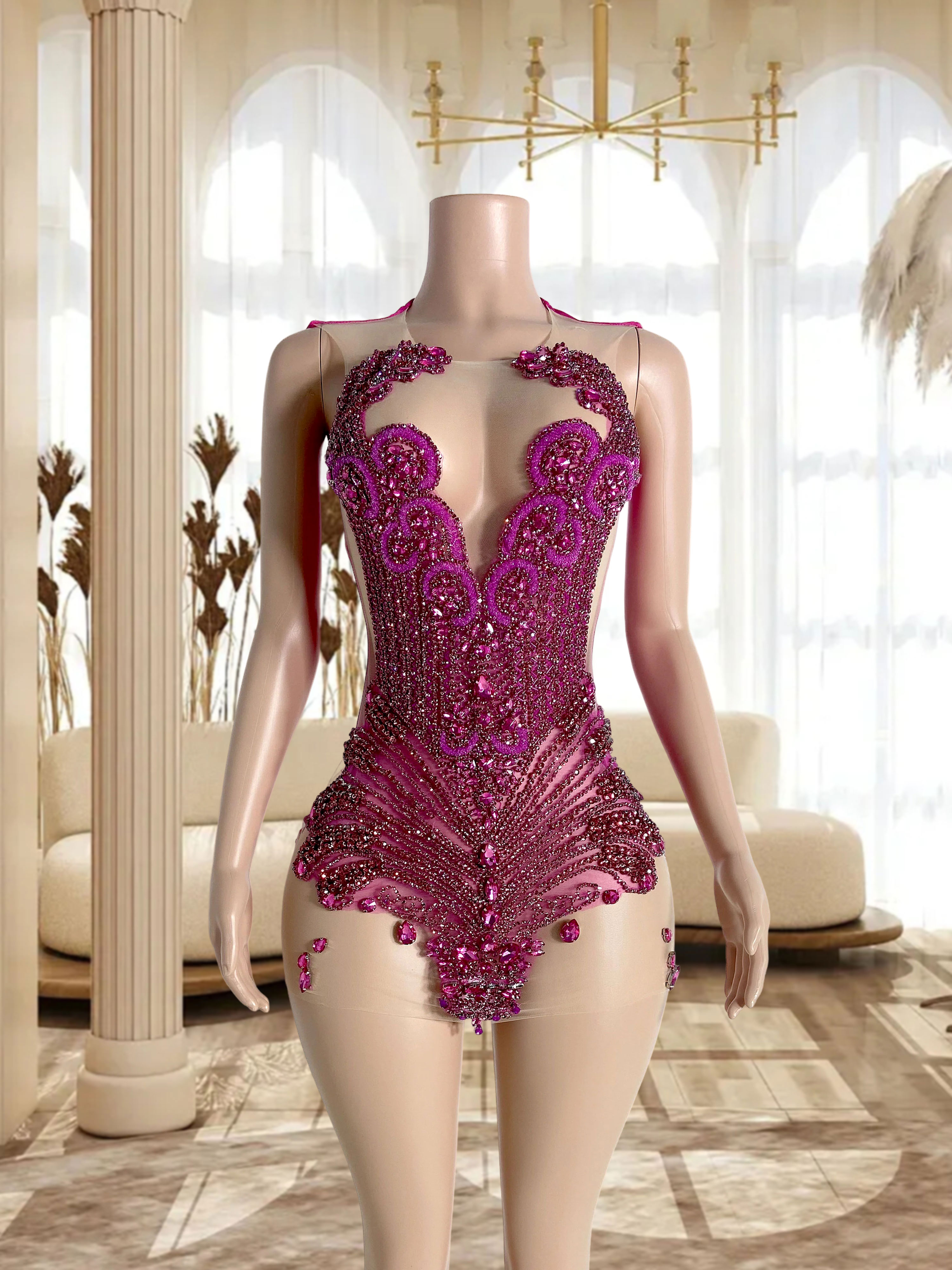 Rose Gold Sheer Elegance Dress