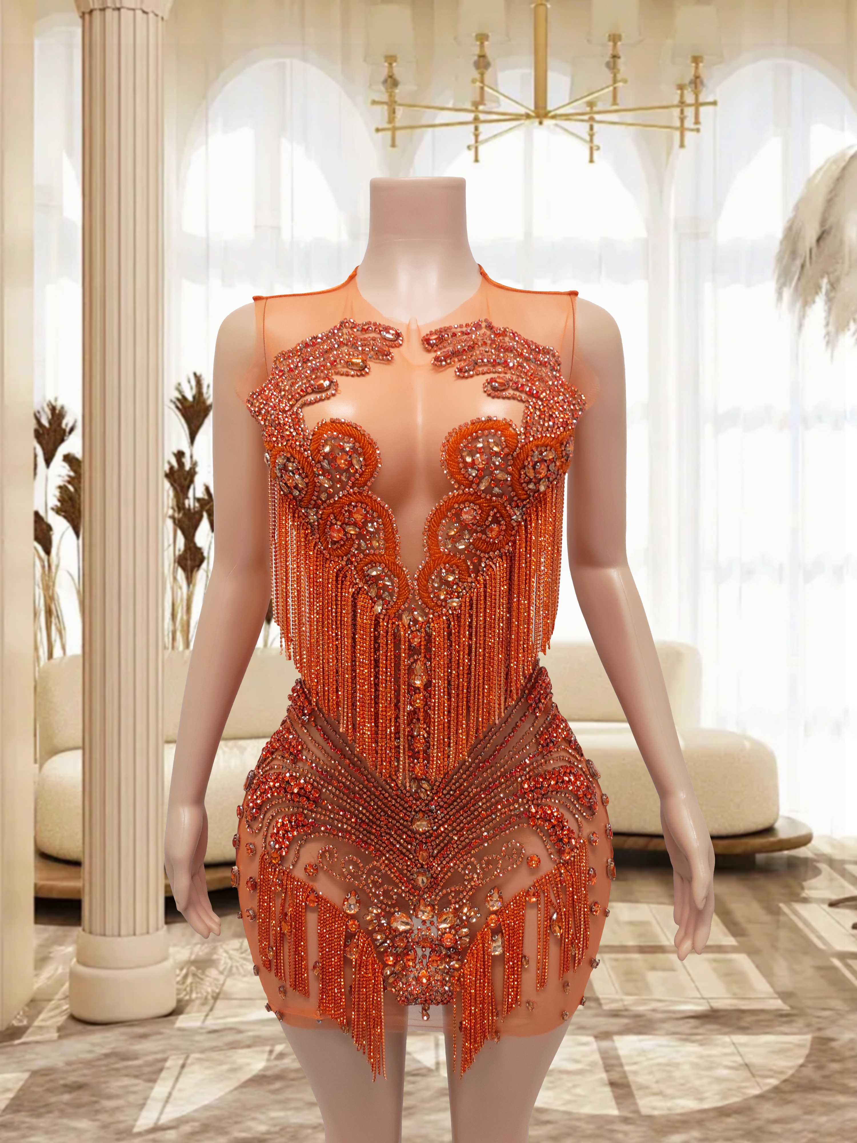 Orange Mini Dress TH0826002