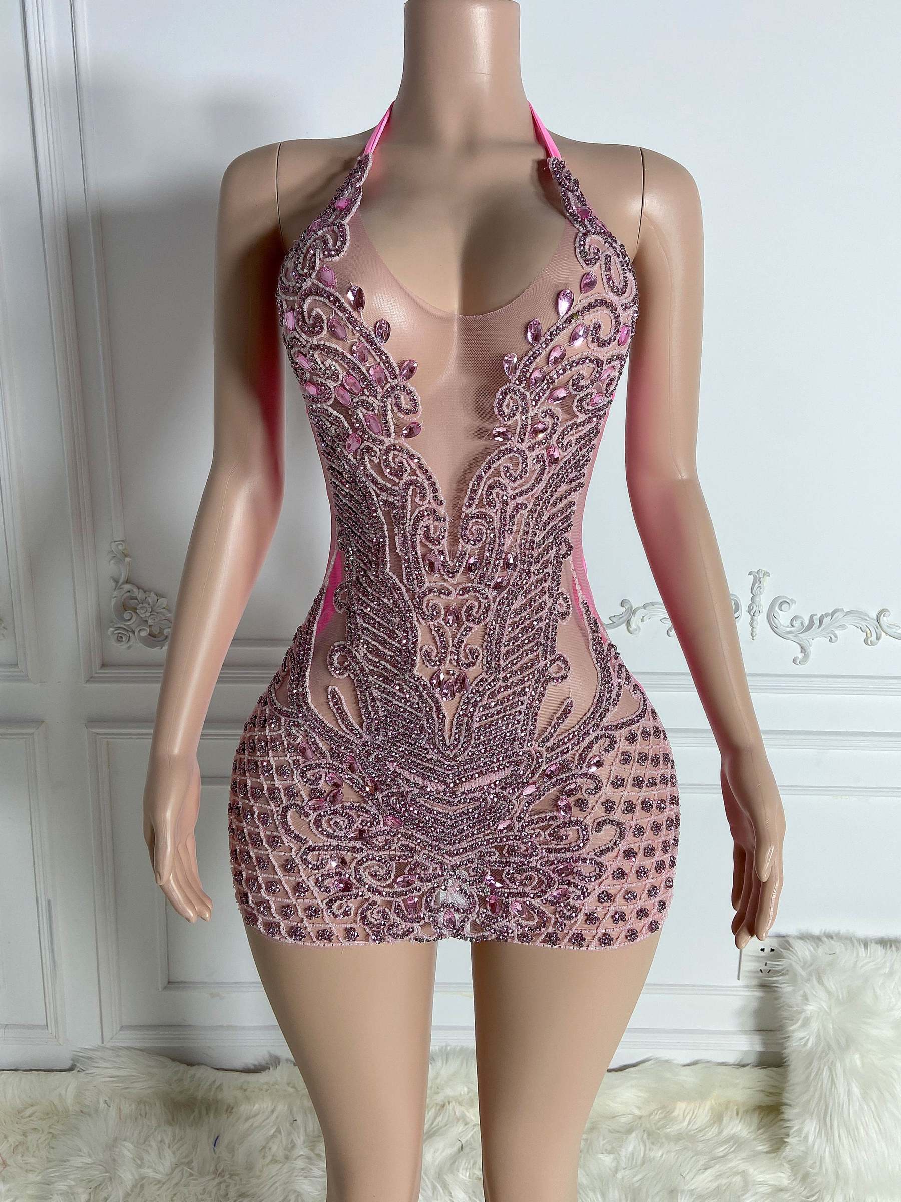 Pink Backless Chic Dress