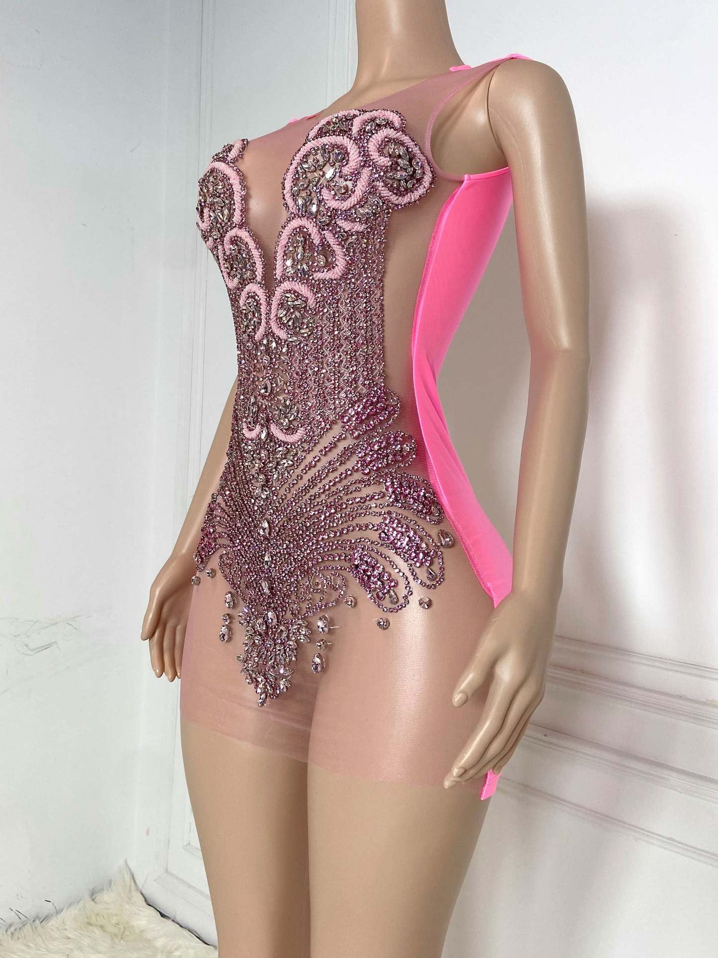 Pink Bead Stone Elegance Dress