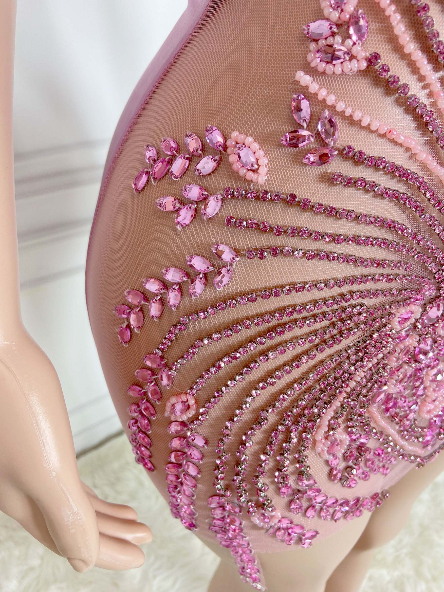 Rosy Glamour Rhinestone Dress