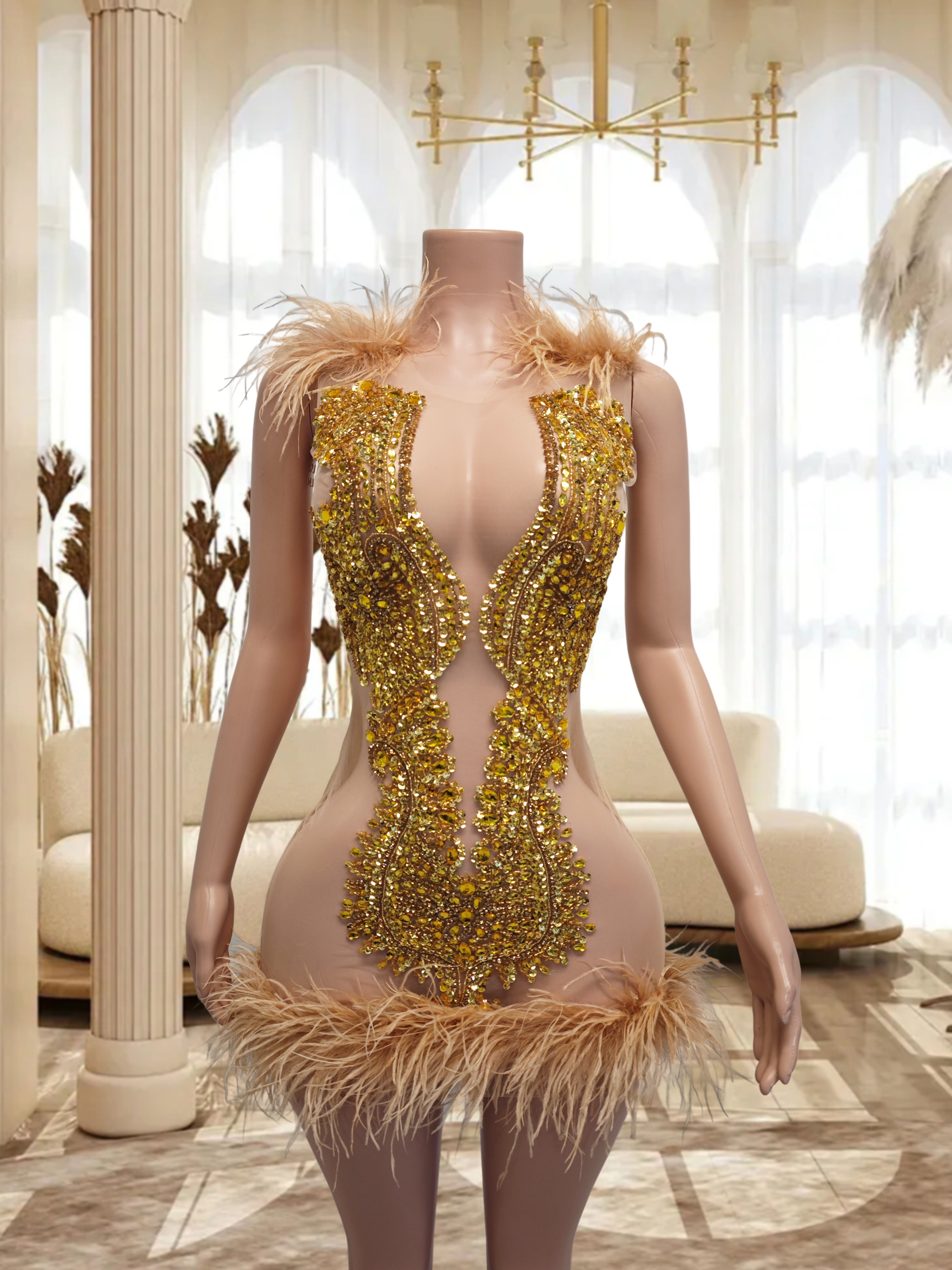 Gold Mini Dress TH0916003