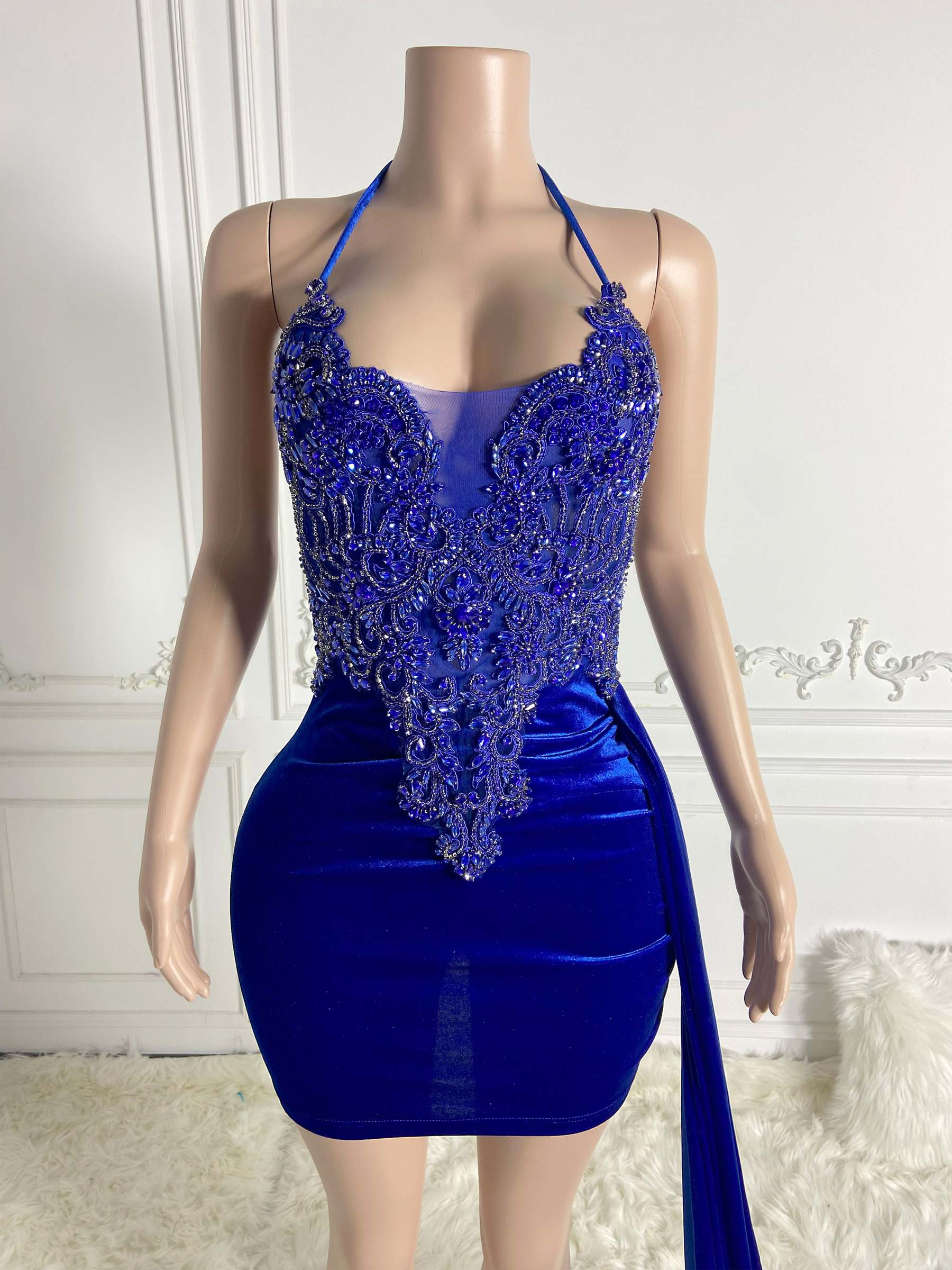 Blue Halter Mini Dress