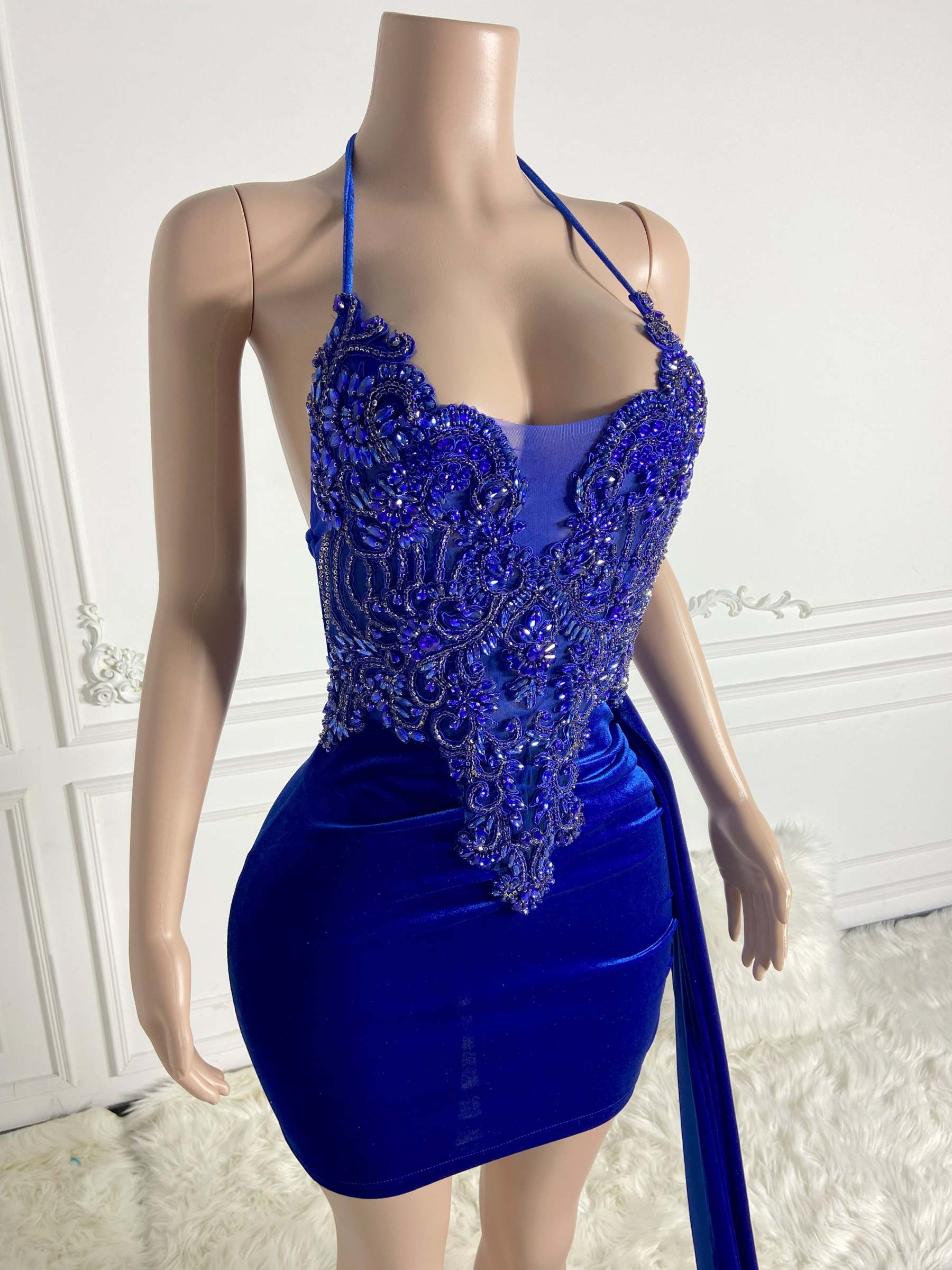 Blue Halter Mini Dress