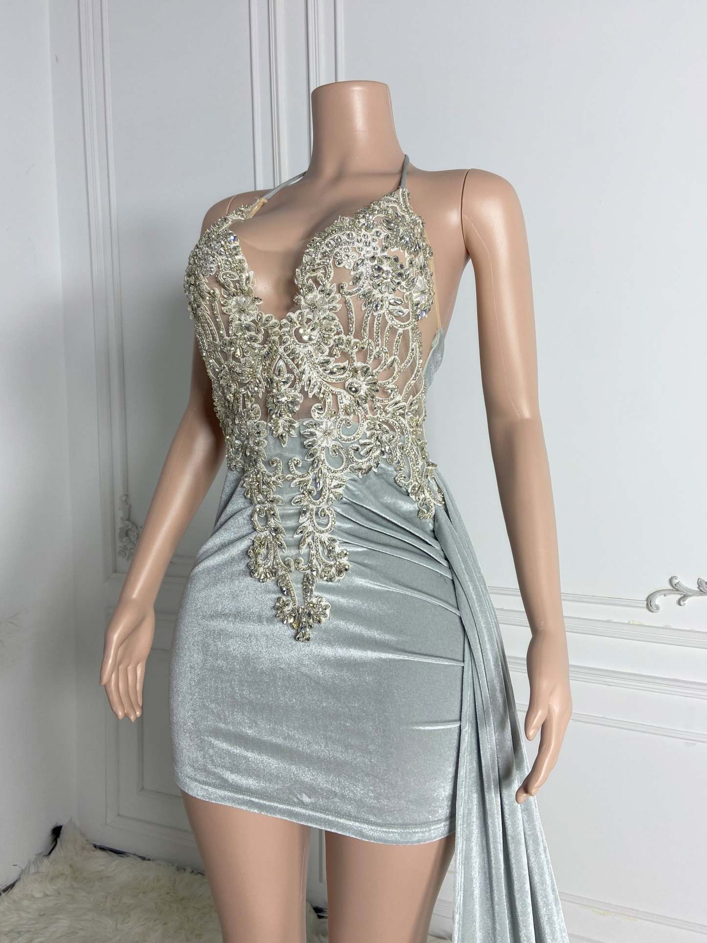 Sensational Blue Halter Mini Dress