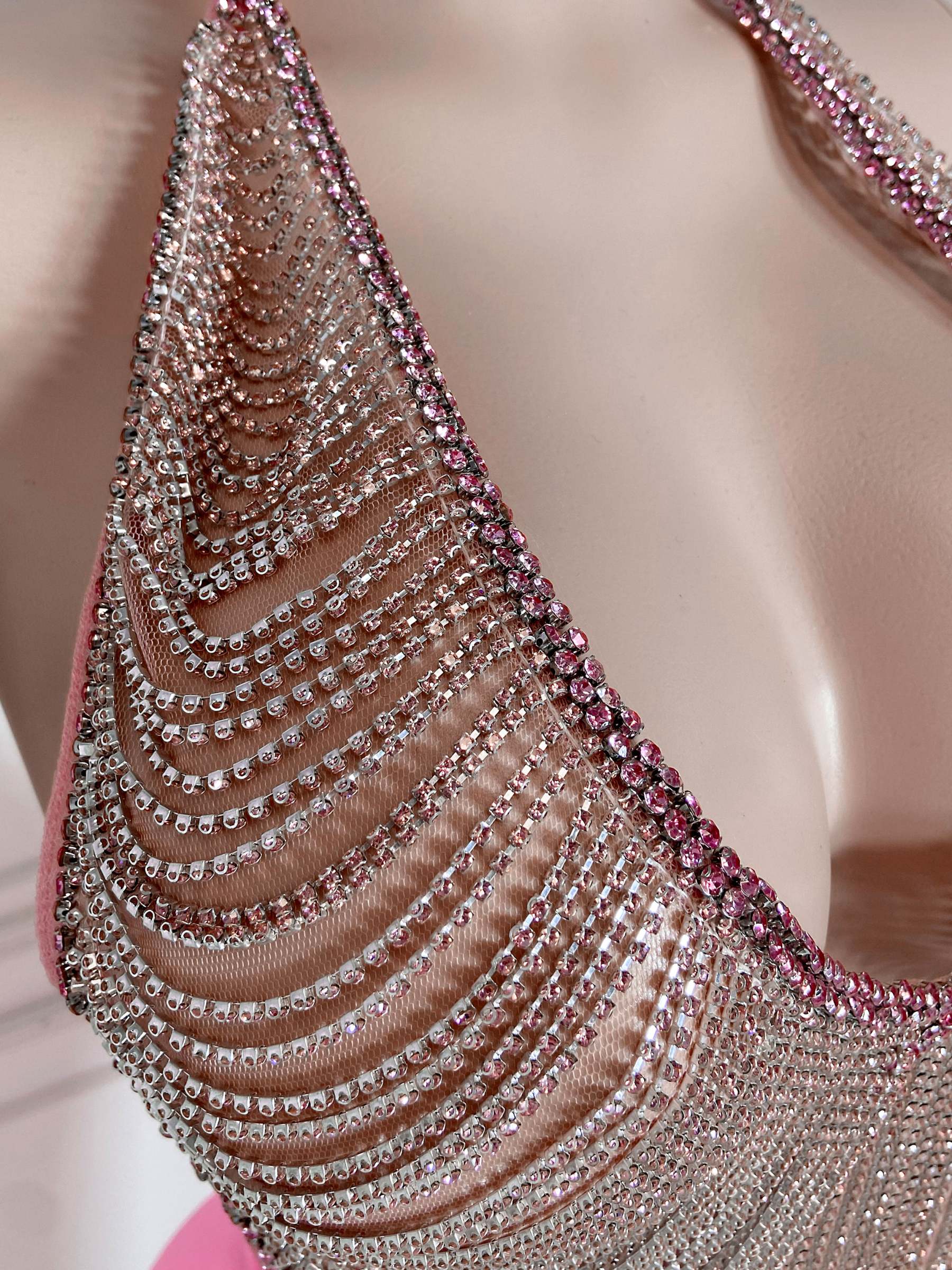 Pink Halter Glam Long Dress