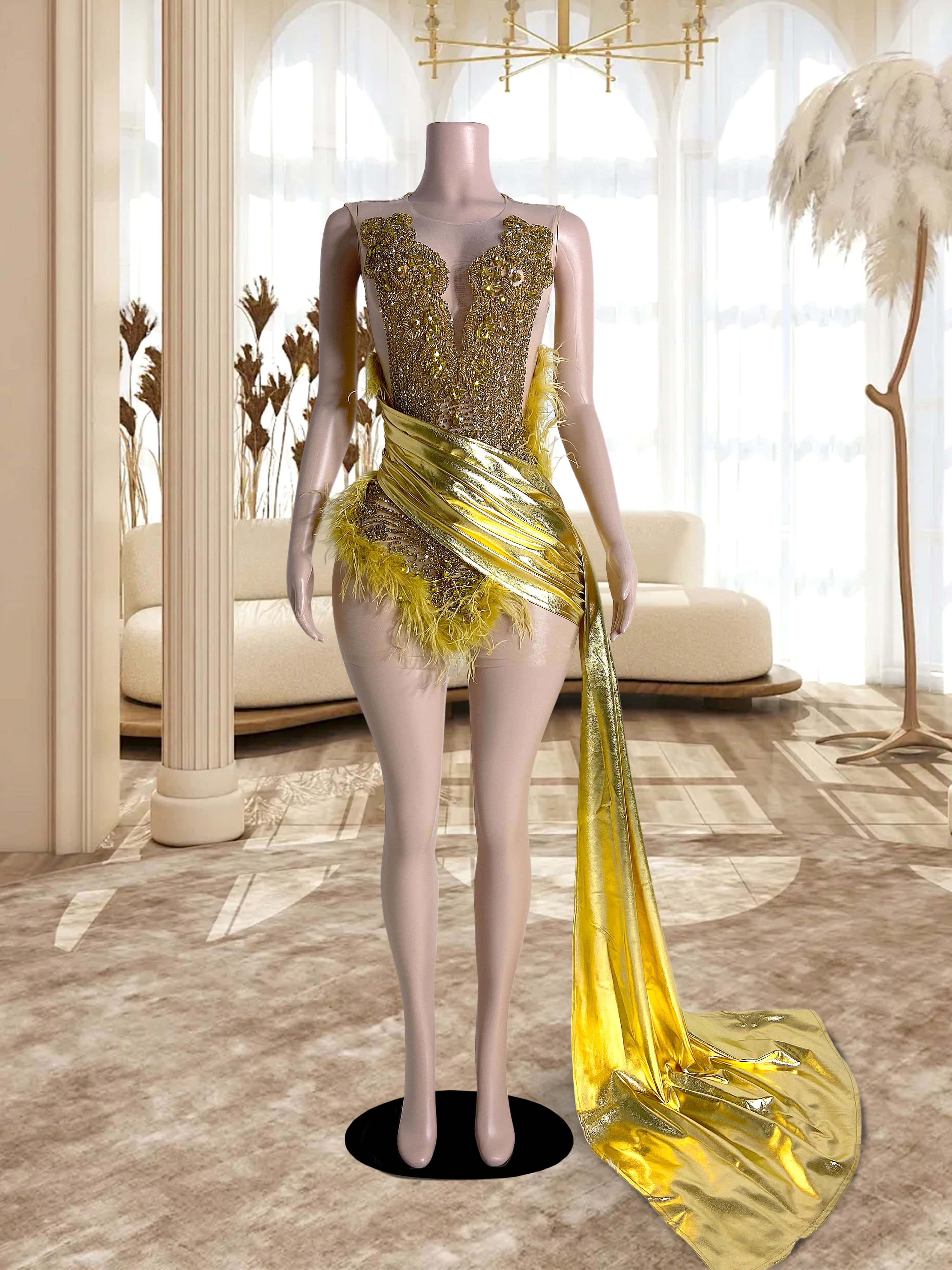 Golden Feathered Dress