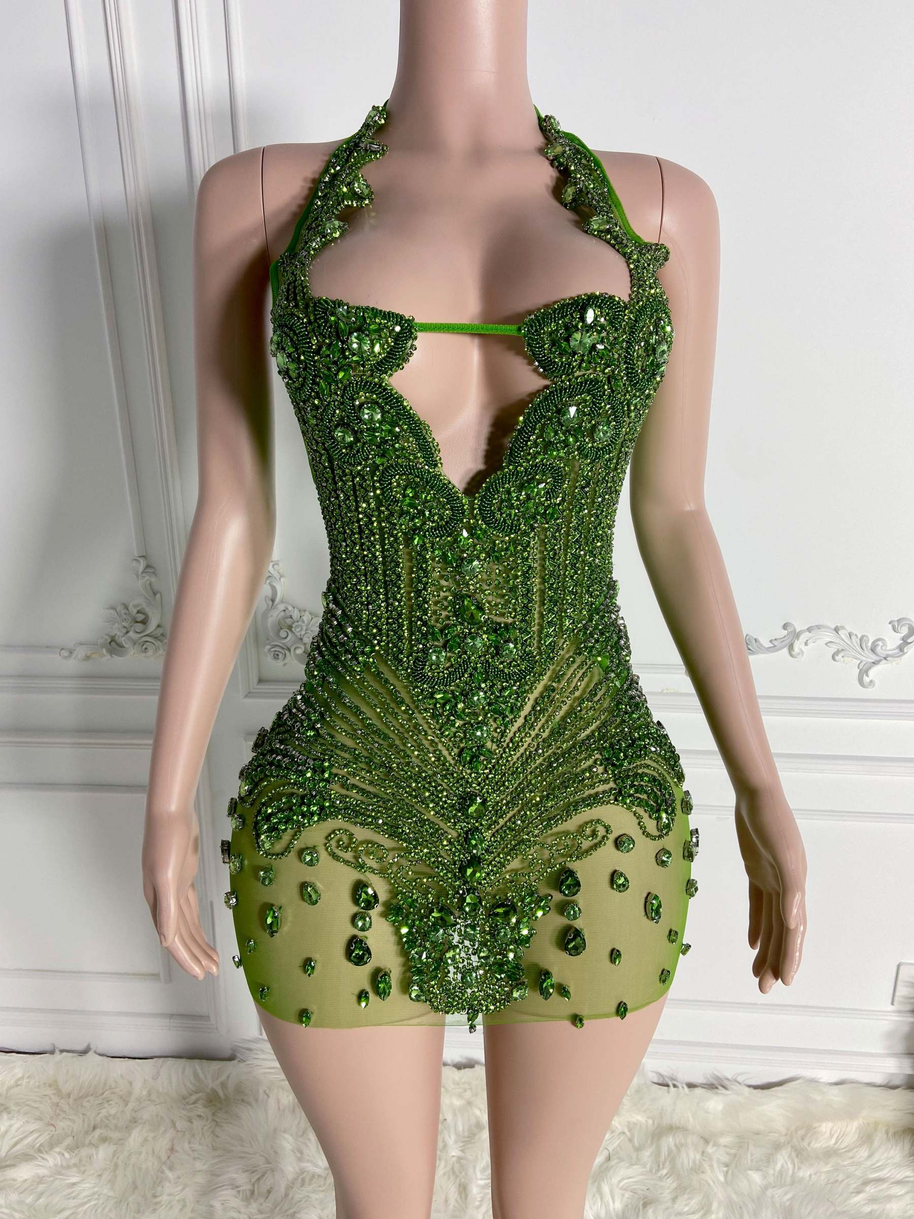 Green Rhinestone Dress