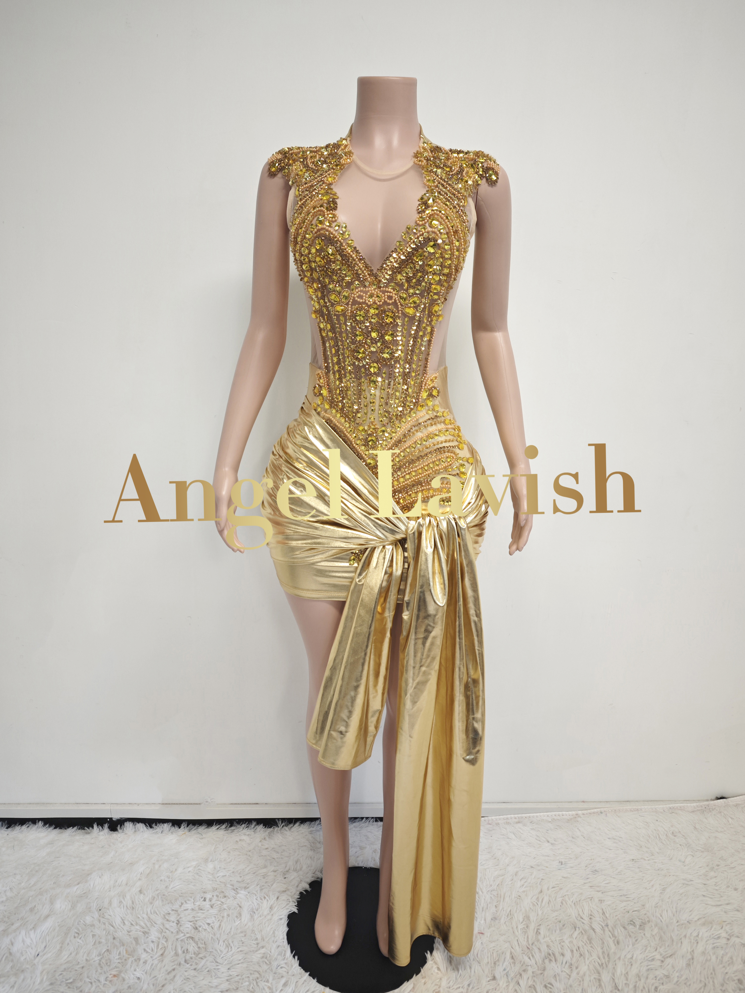 Gold Mini Dress TH23032808