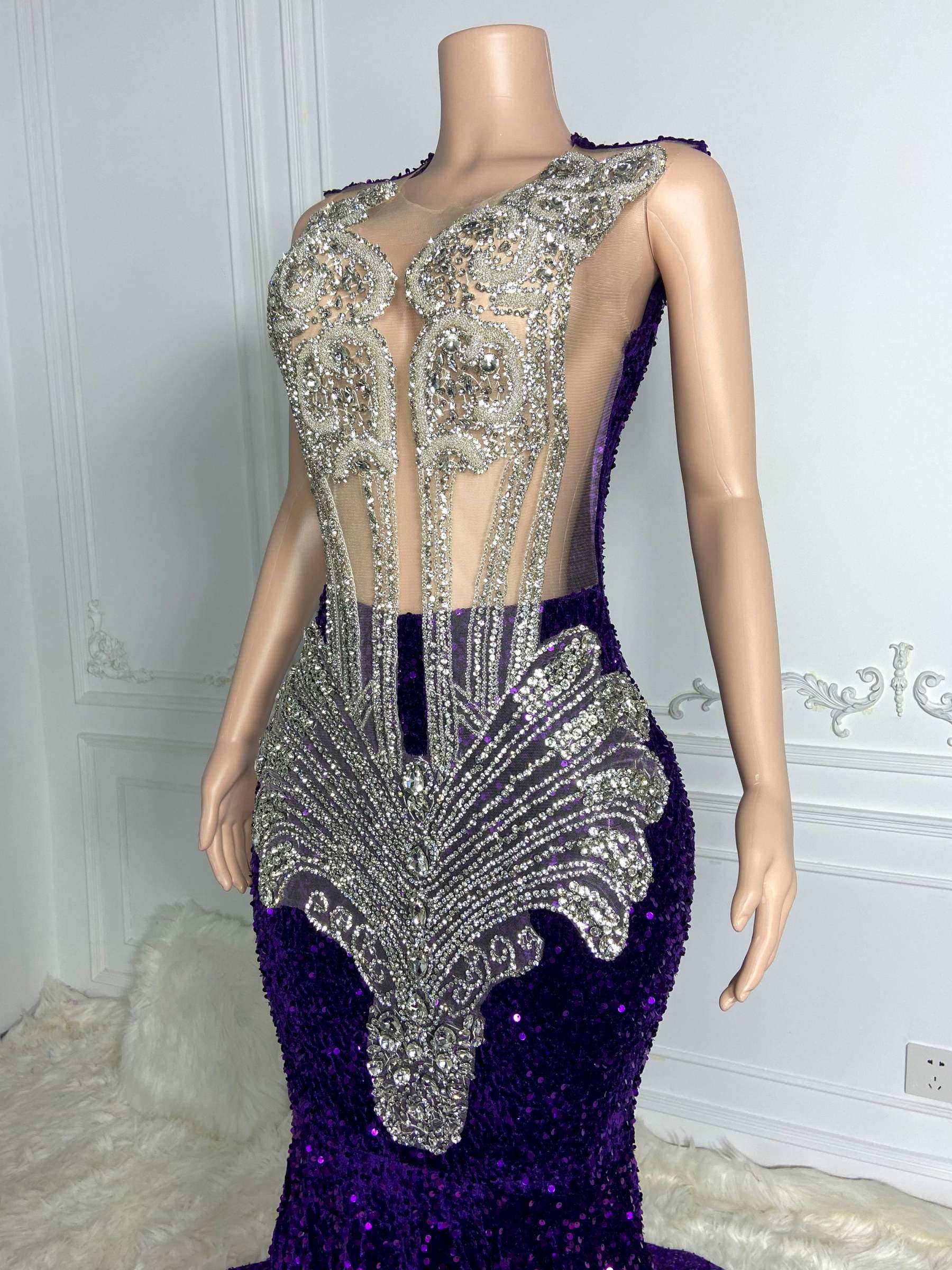 Silver Sequined Maxi Gown