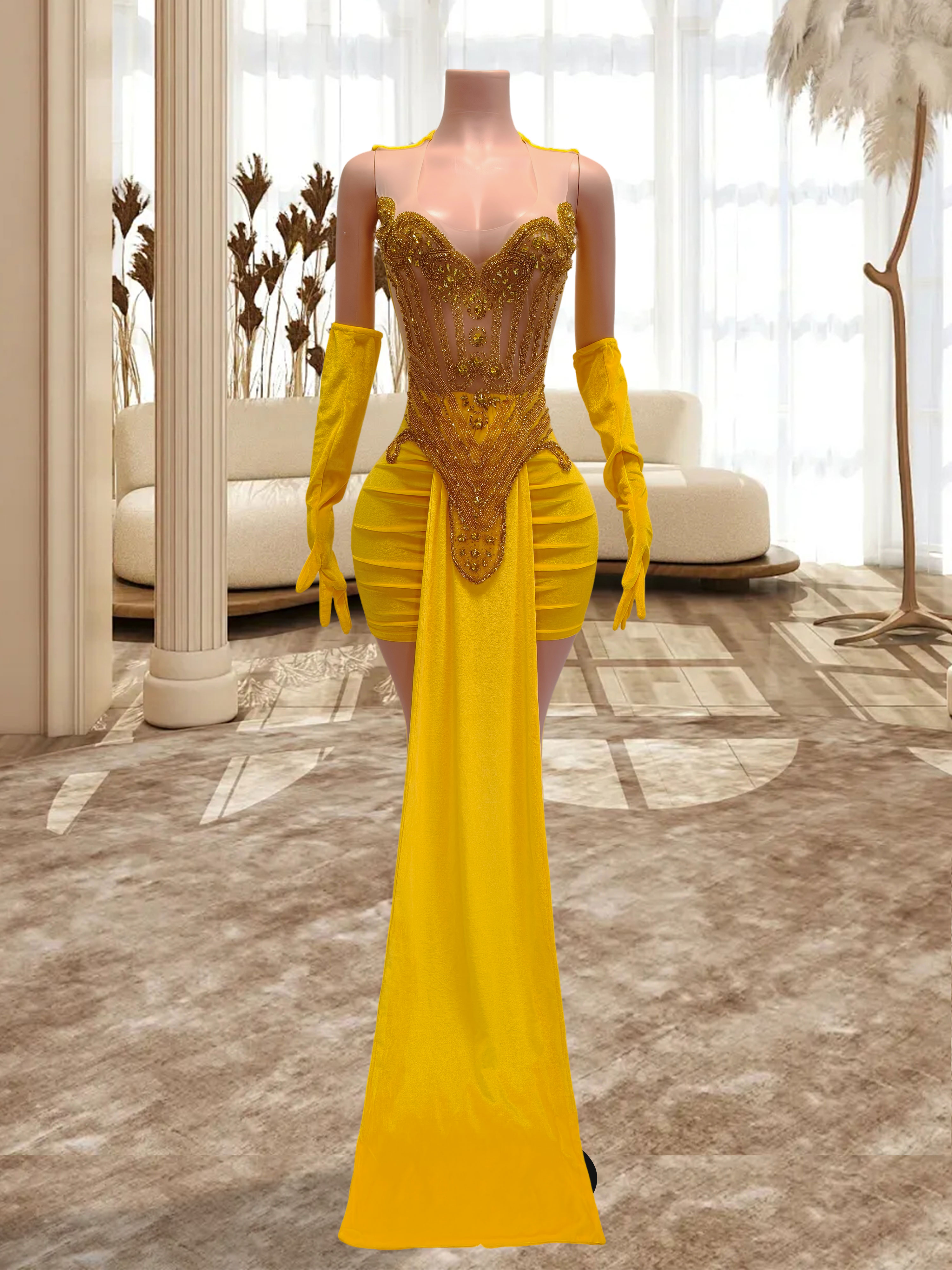 Yellow Mini Dress TH23052502