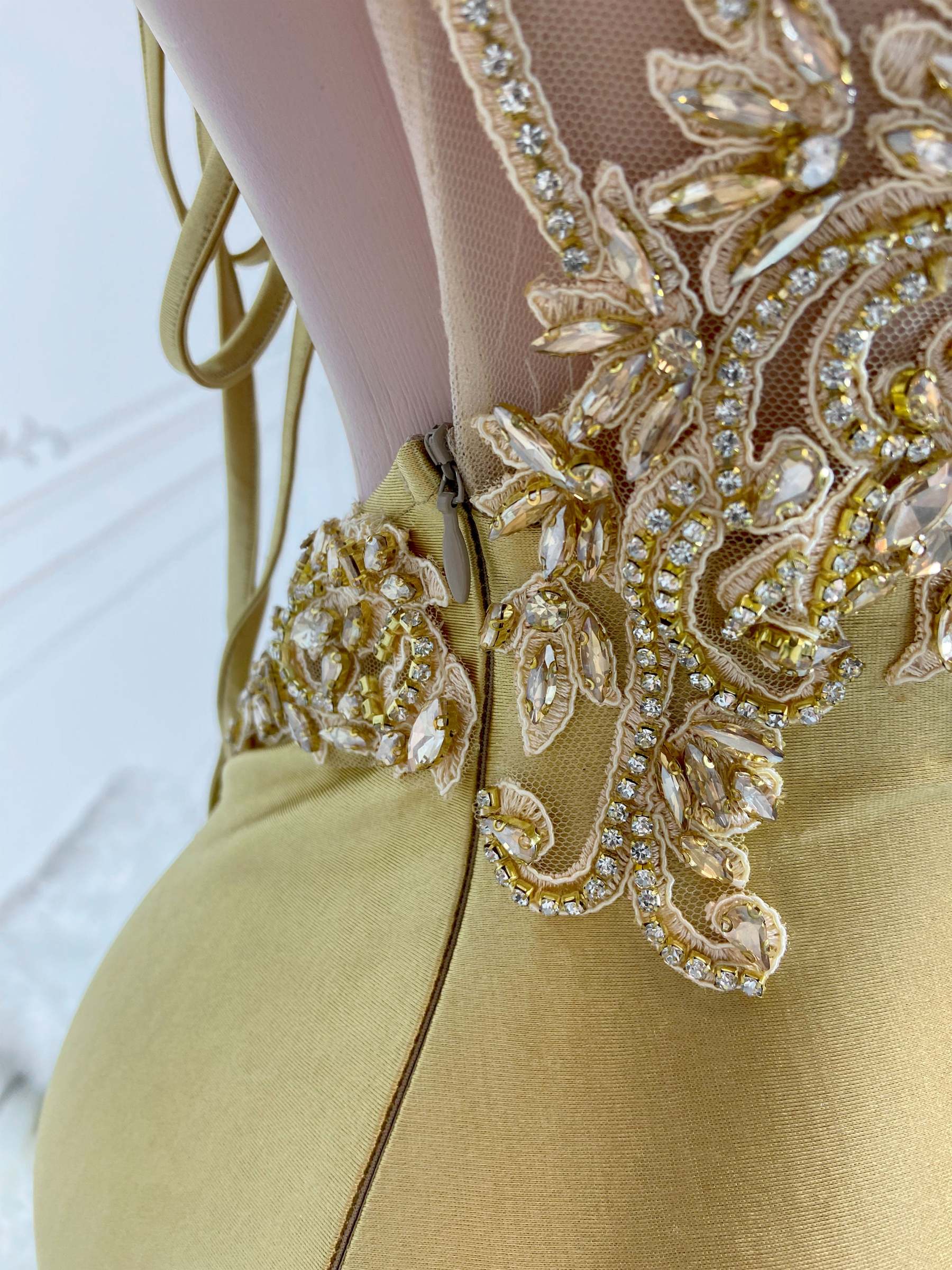 Golden V Neck Elegance Gown