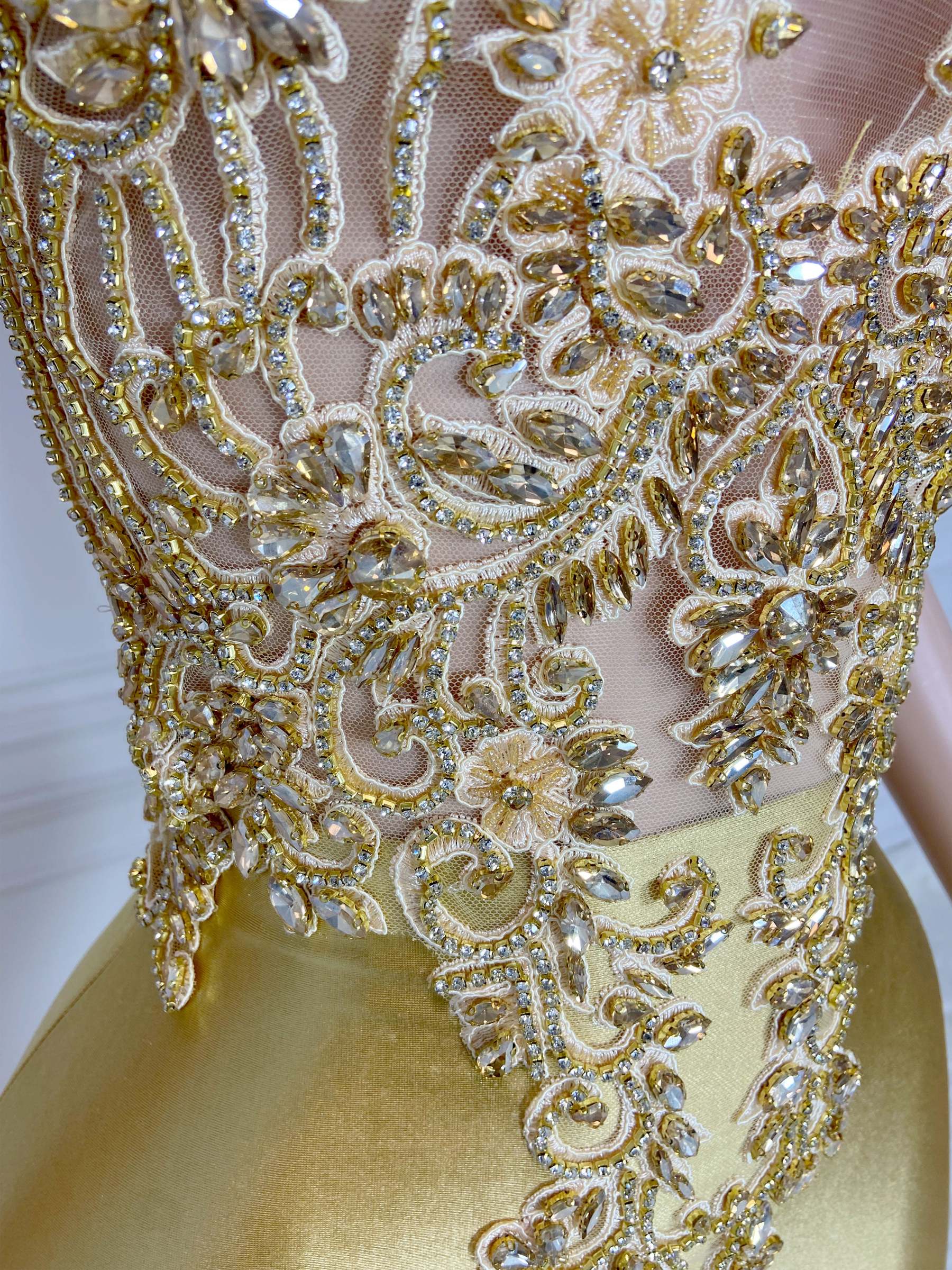 Golden V Neck Elegance Gown