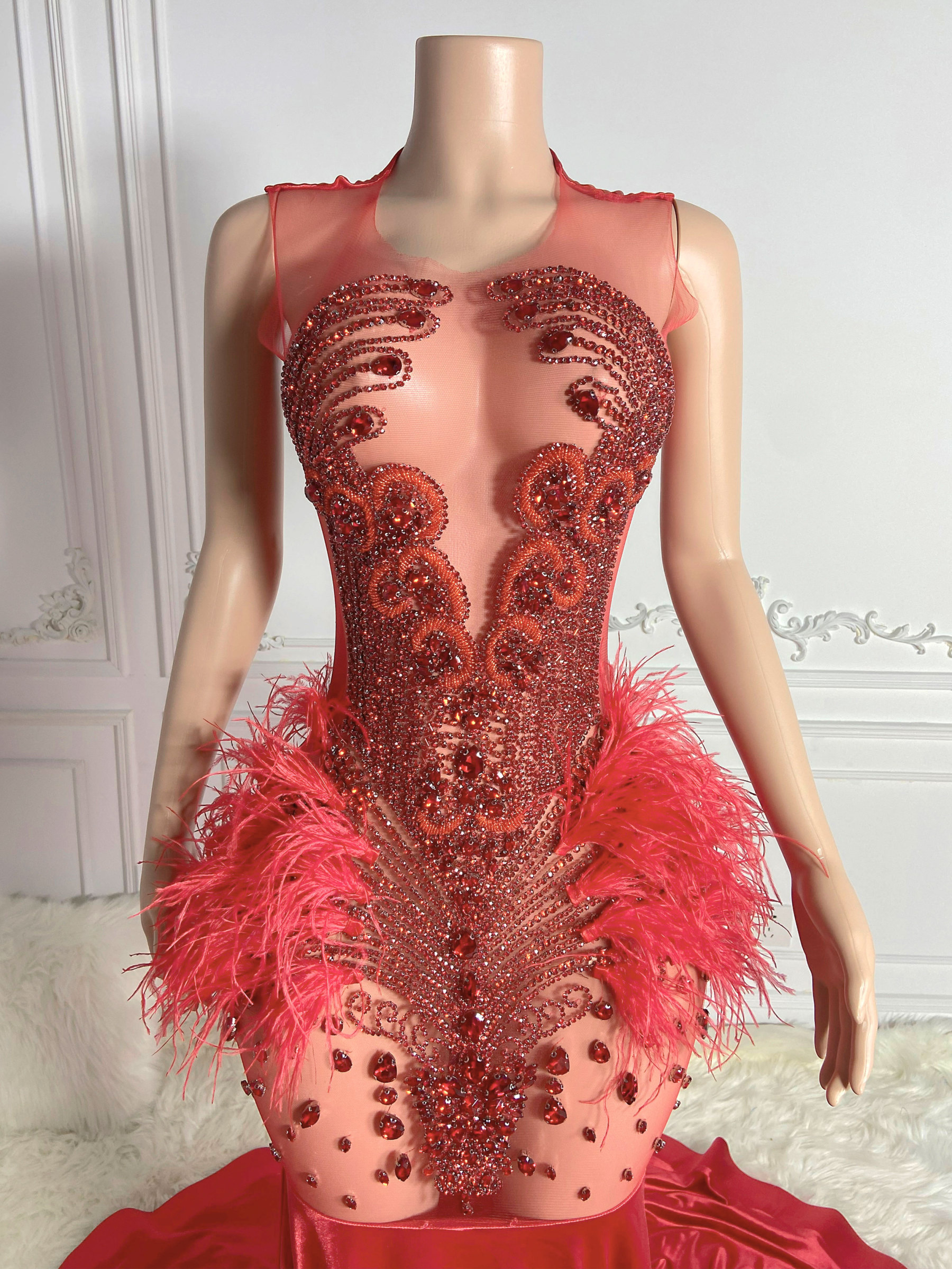 Dazzle Red See-Through Gown
