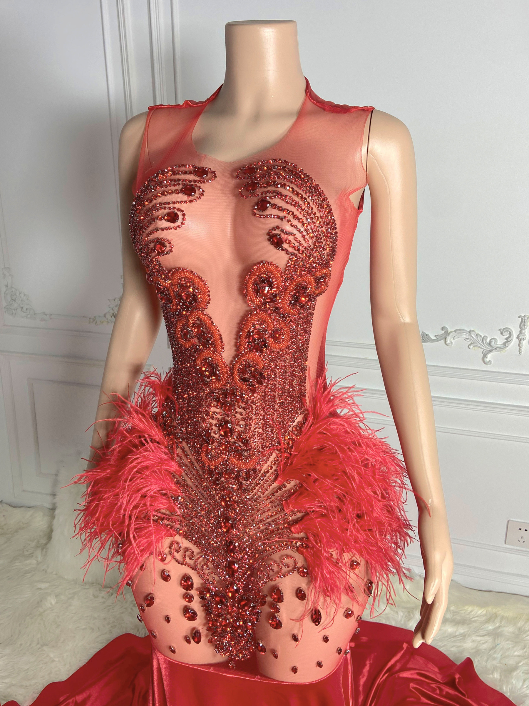 Dazzle Red See-Through Gown