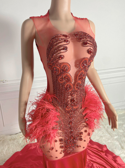 Dazzle Red See-Through Gown