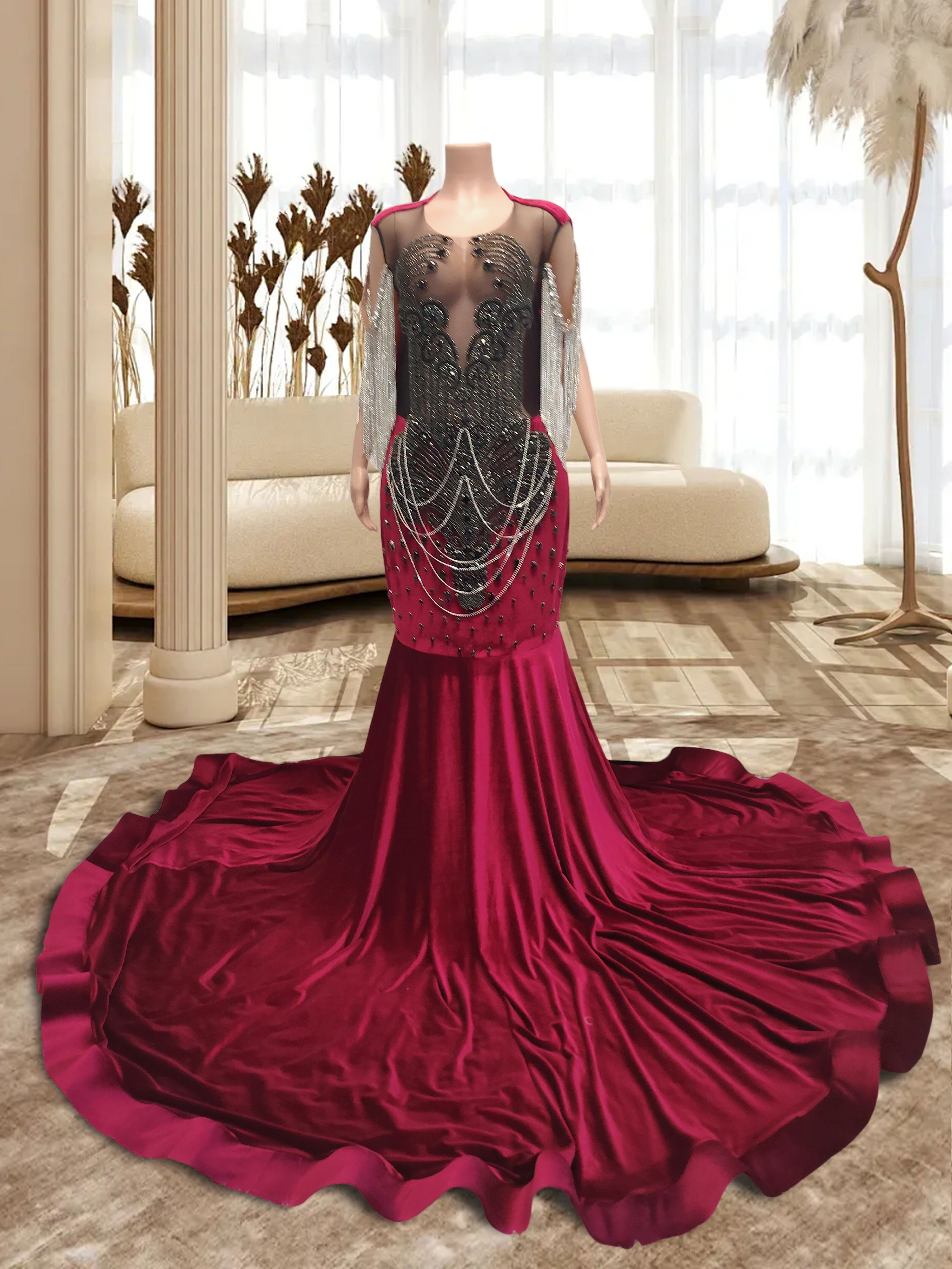 Wine Red Gowns TH23053008