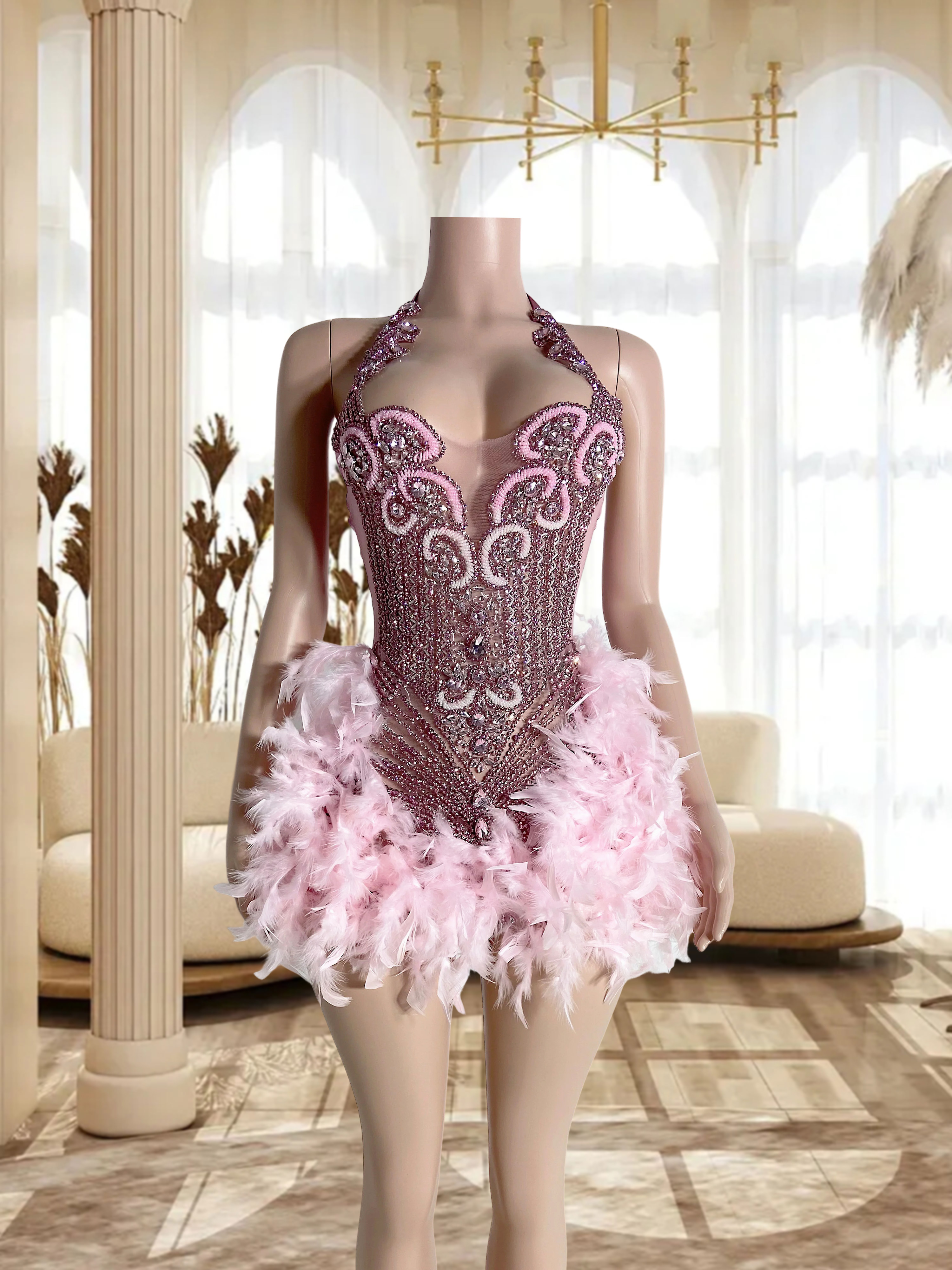 Feathered Pink Dress