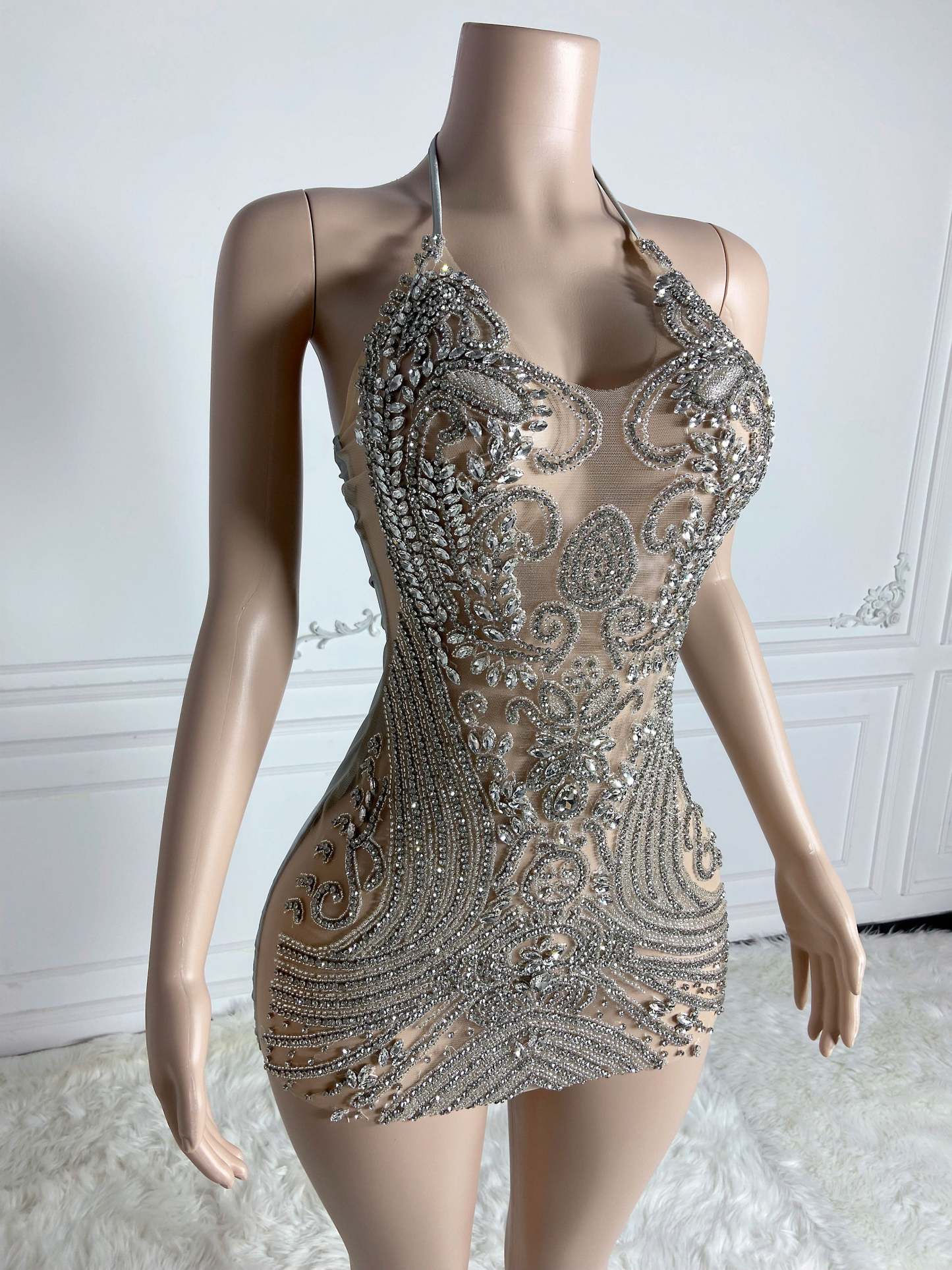 Lustrous Backless Mini Dress