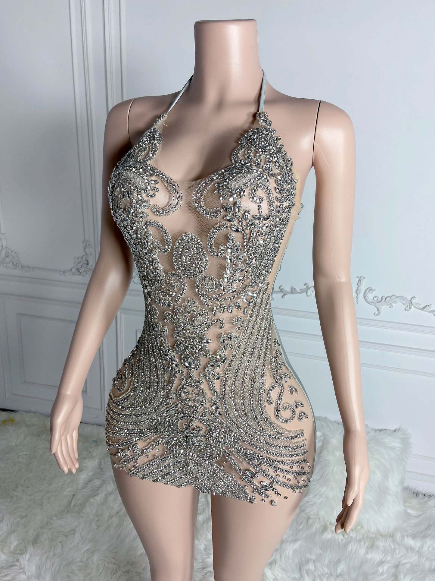 Lustrous Backless Mini Dress