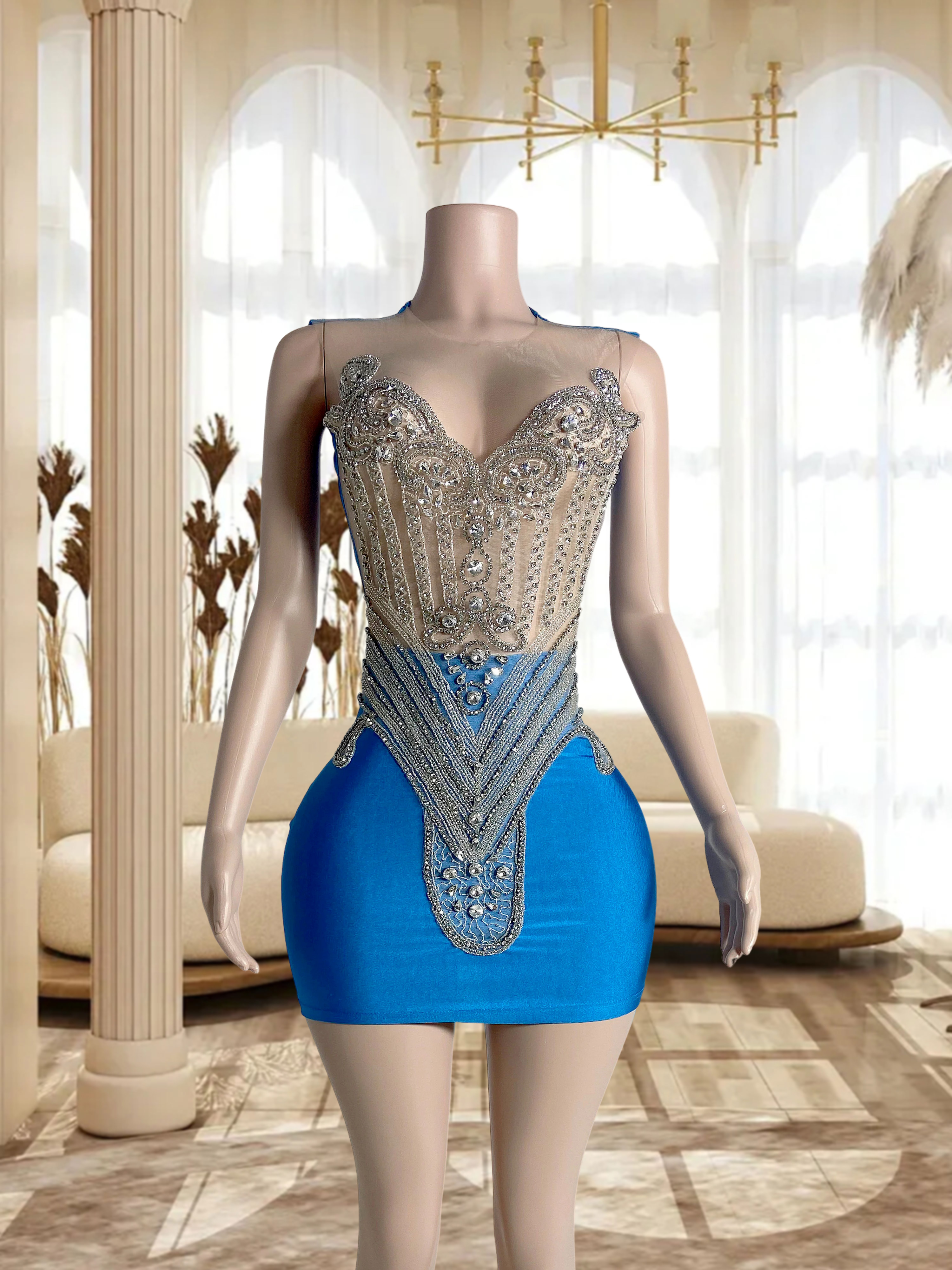 Blue Elegance Mini Dress