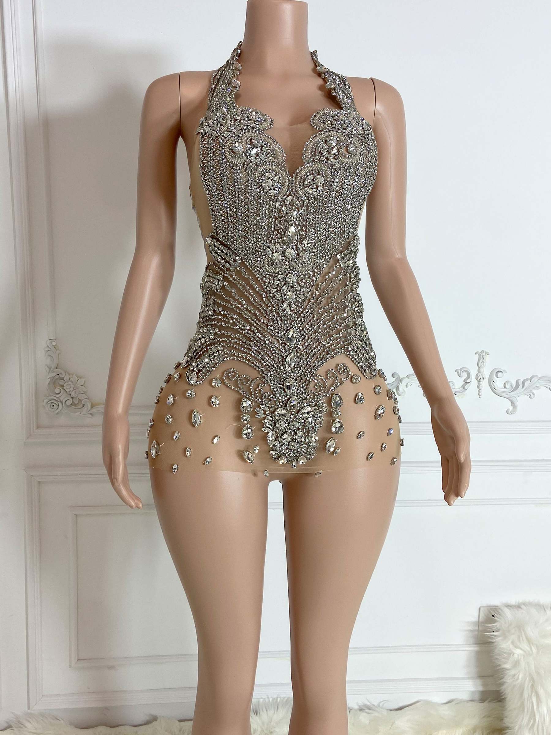 Silver Glitter Halter Dress